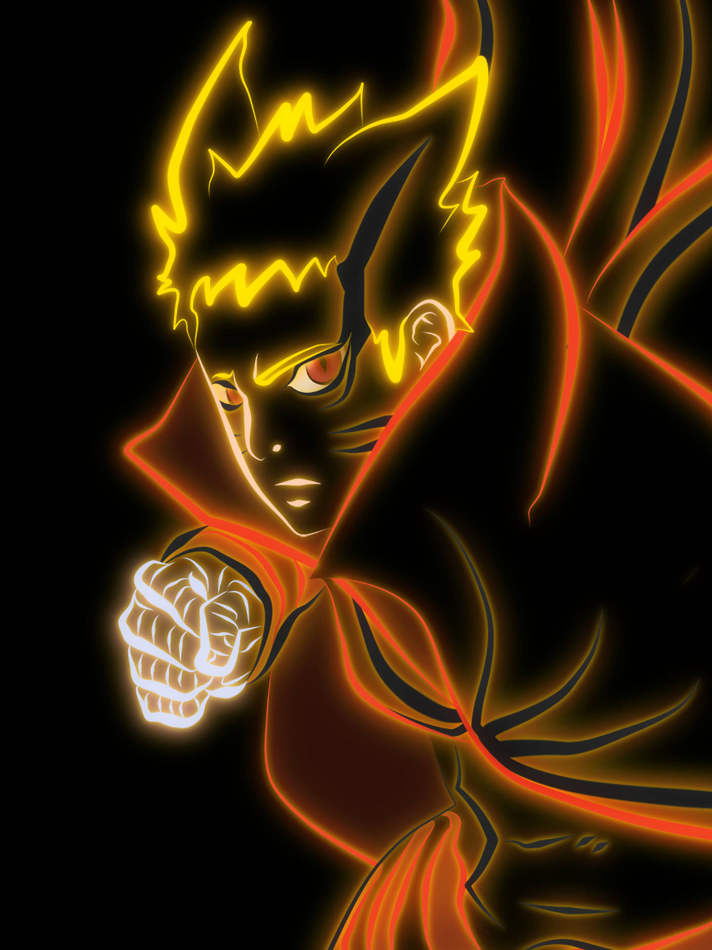 Naruto Baryon Mode Neon Lines Background
