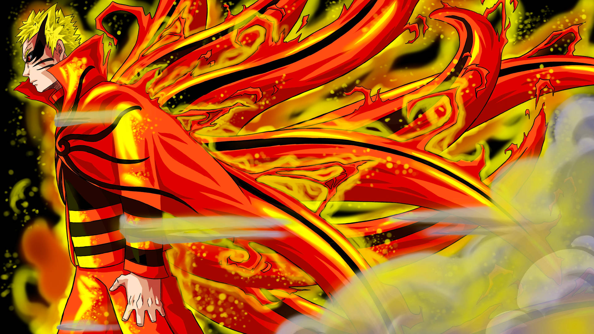 Naruto Baryon Mode Smoke And Fire Background