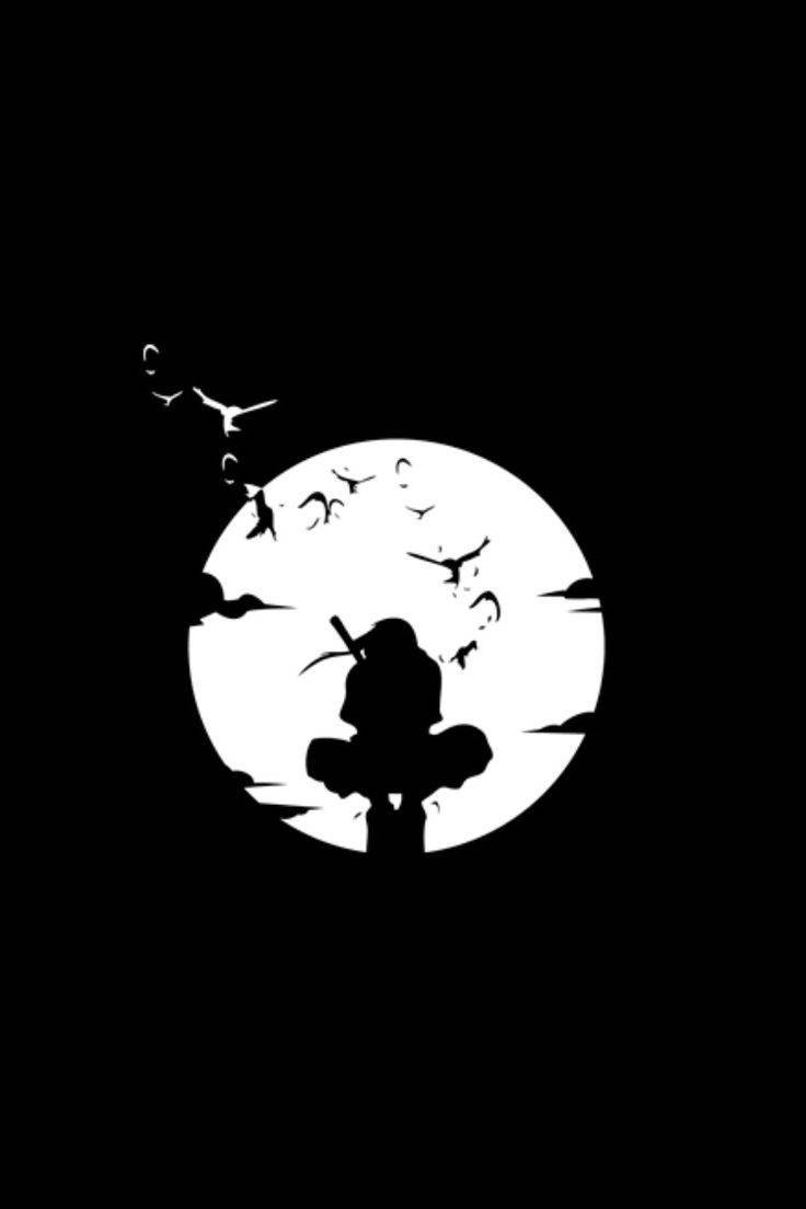 Naruto Black Itachi Uchiha Behind Moon Background