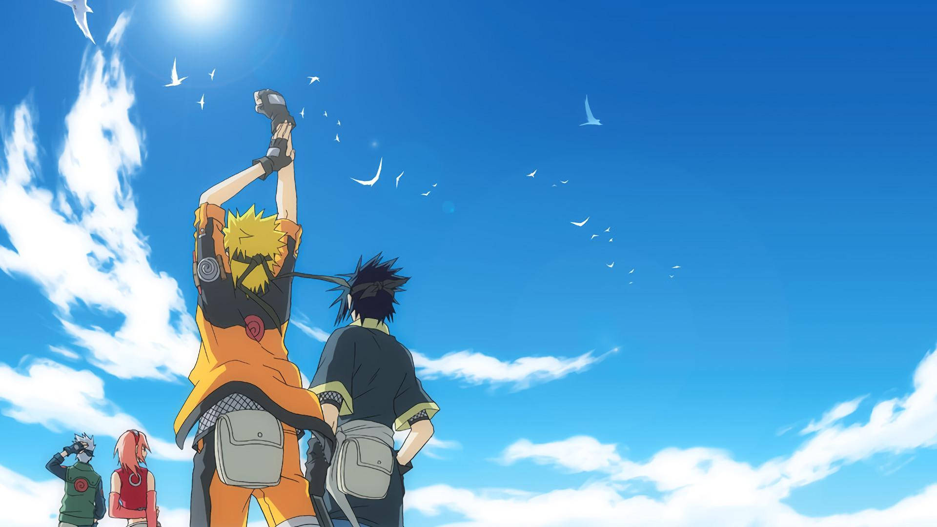 Naruto Characters Blue Sky Aesthetic Background