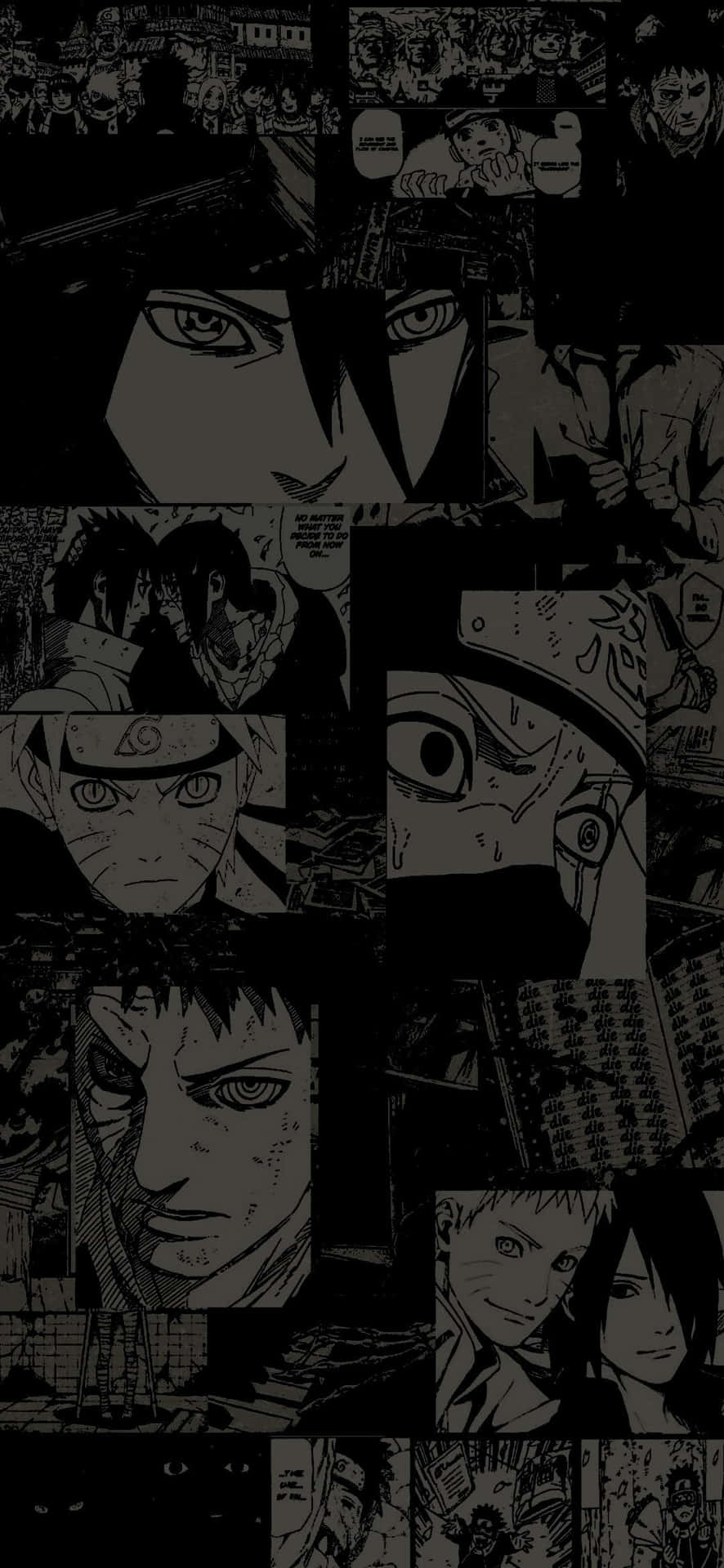 Naruto Characters Collage Dark Theme Background