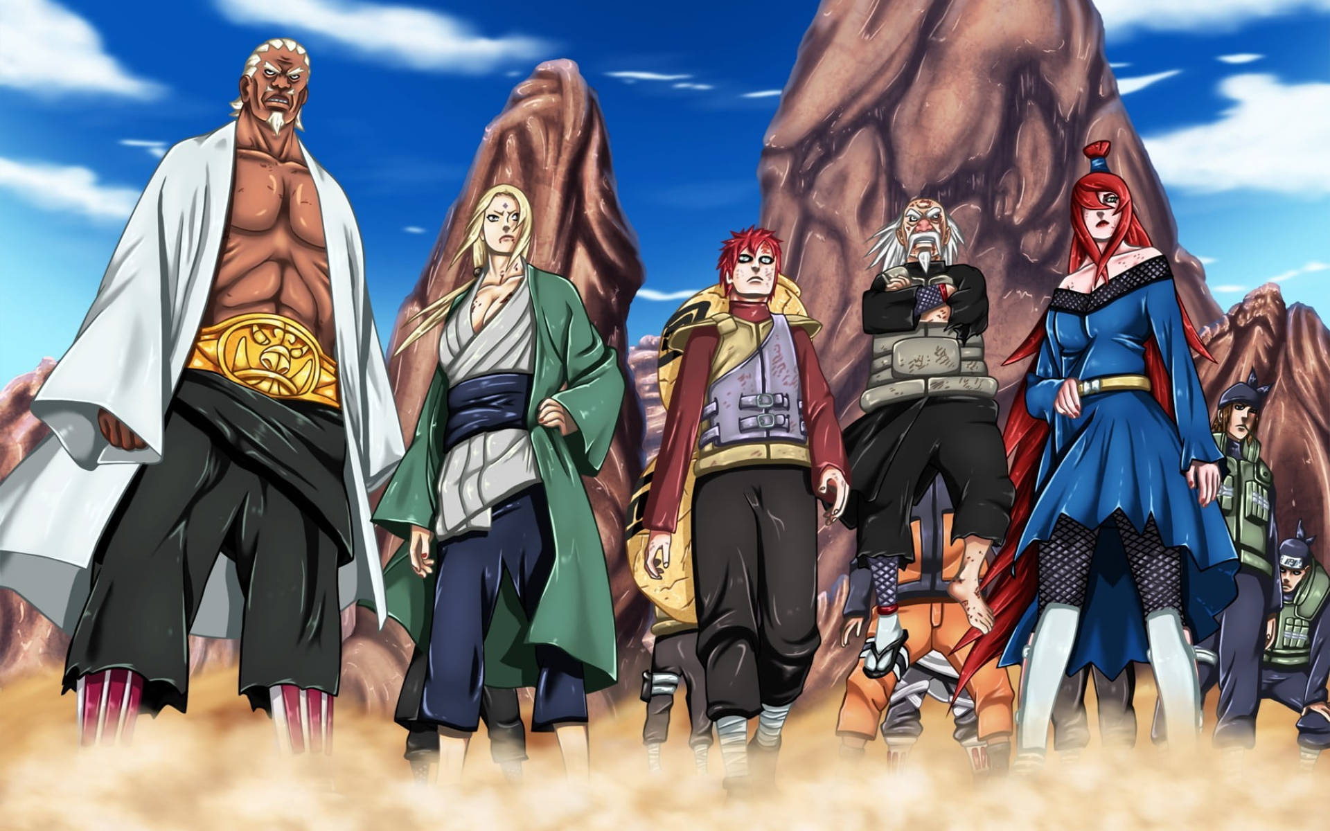 Naruto Characters Five Kage In Battlefield