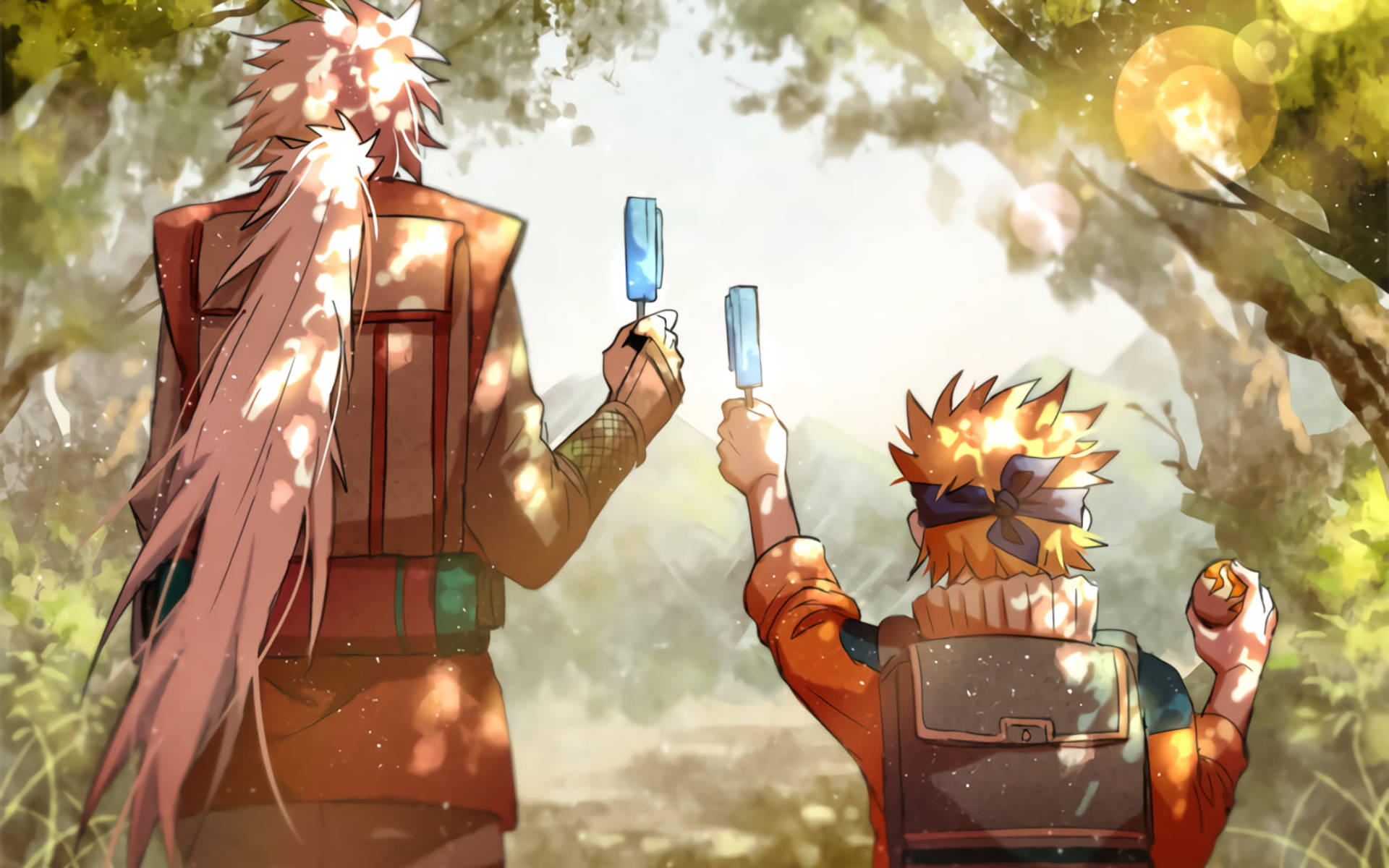 Naruto Characters Jiraiya And Naruto Background