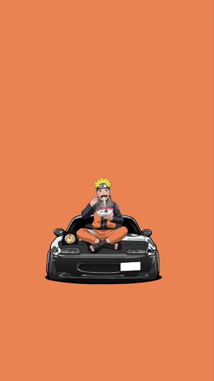 Naruto Eating On A Car Anime