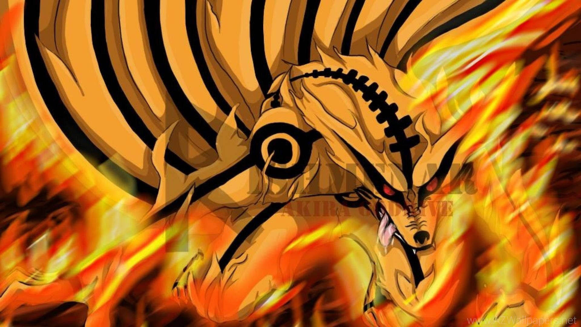 Naruto Final Form Kyubi Mode On Fire Background