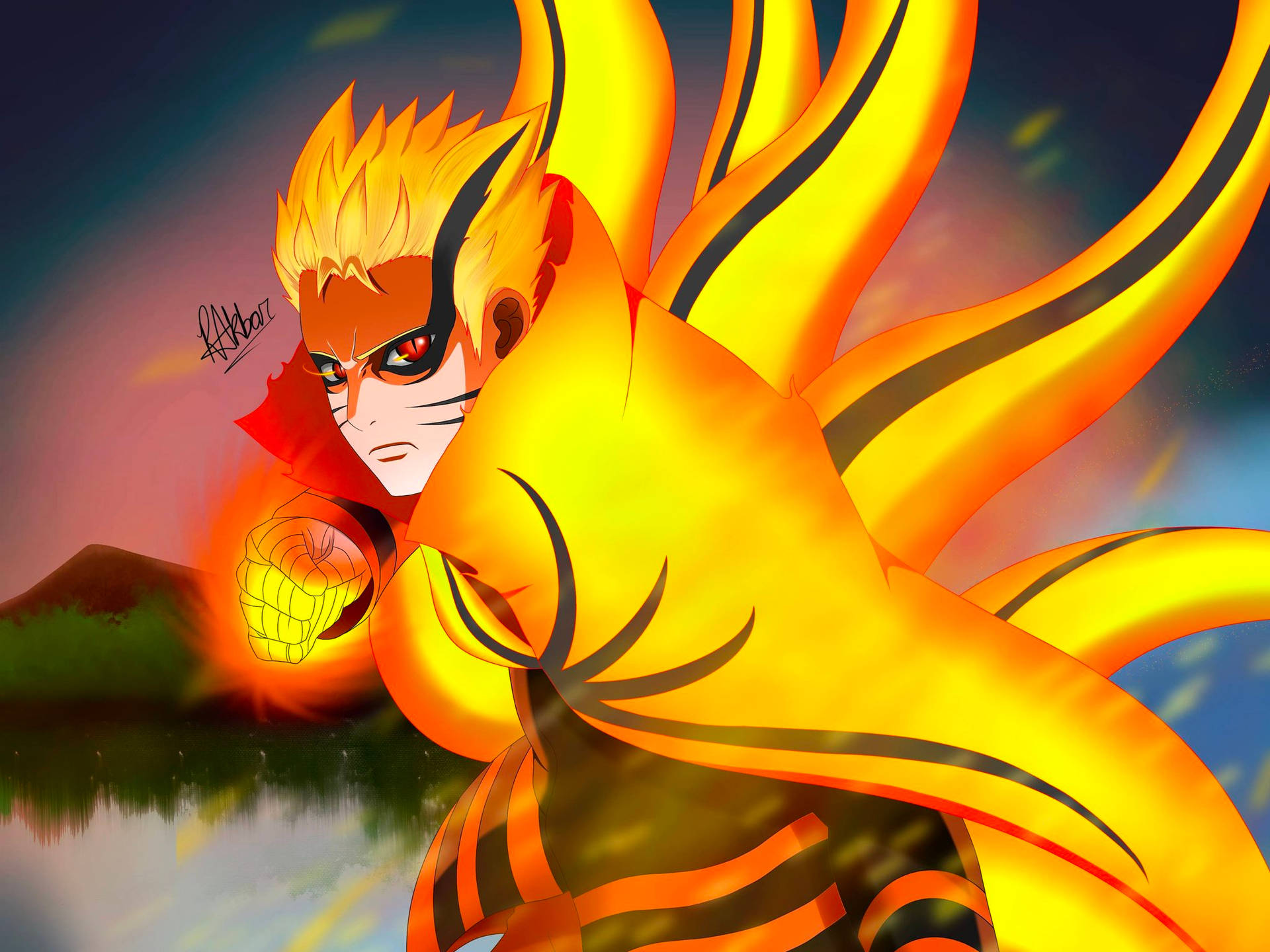 Naruto Final Form Nine-tail Punch Art Background