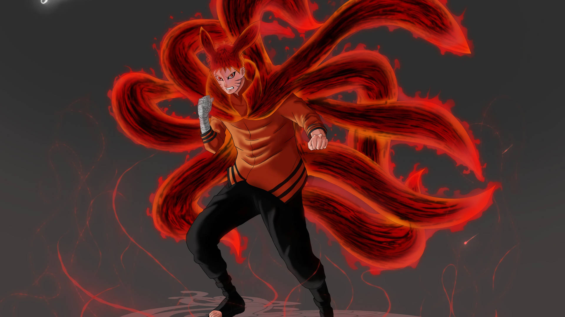 Naruto Final Form Red Fox Nine-tail Art Background