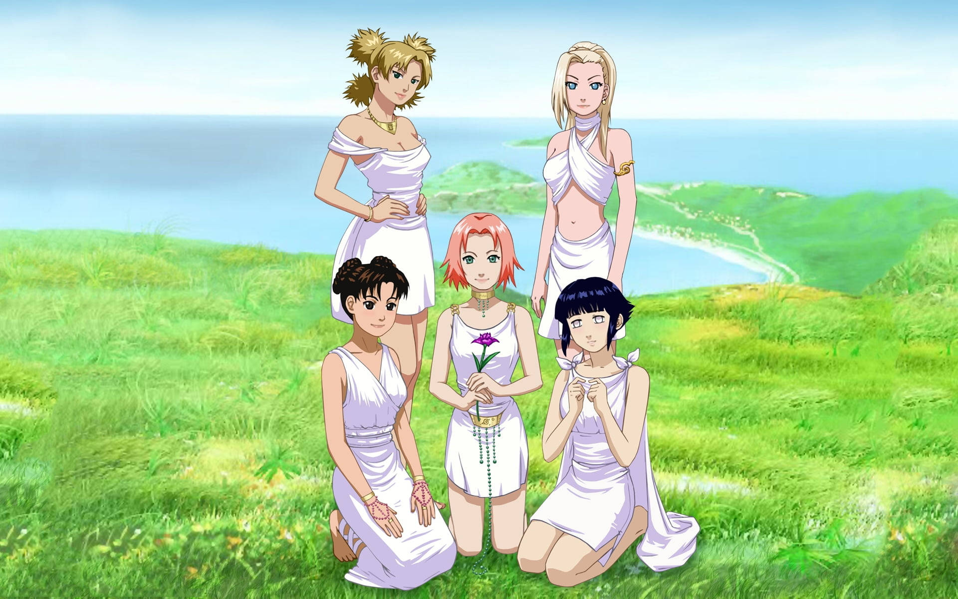 Naruto Girls In Wedding Dresses Background