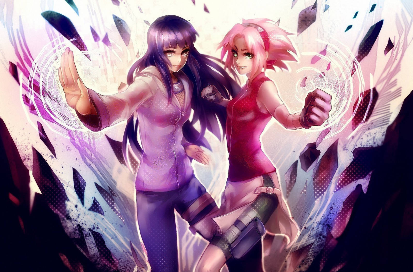 Naruto Girls Sakura And Hinata Background