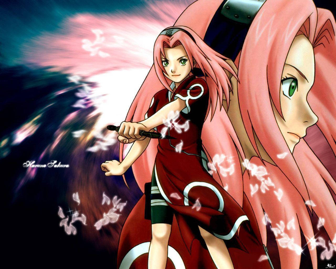 Naruto Girls Sakura Posing Background