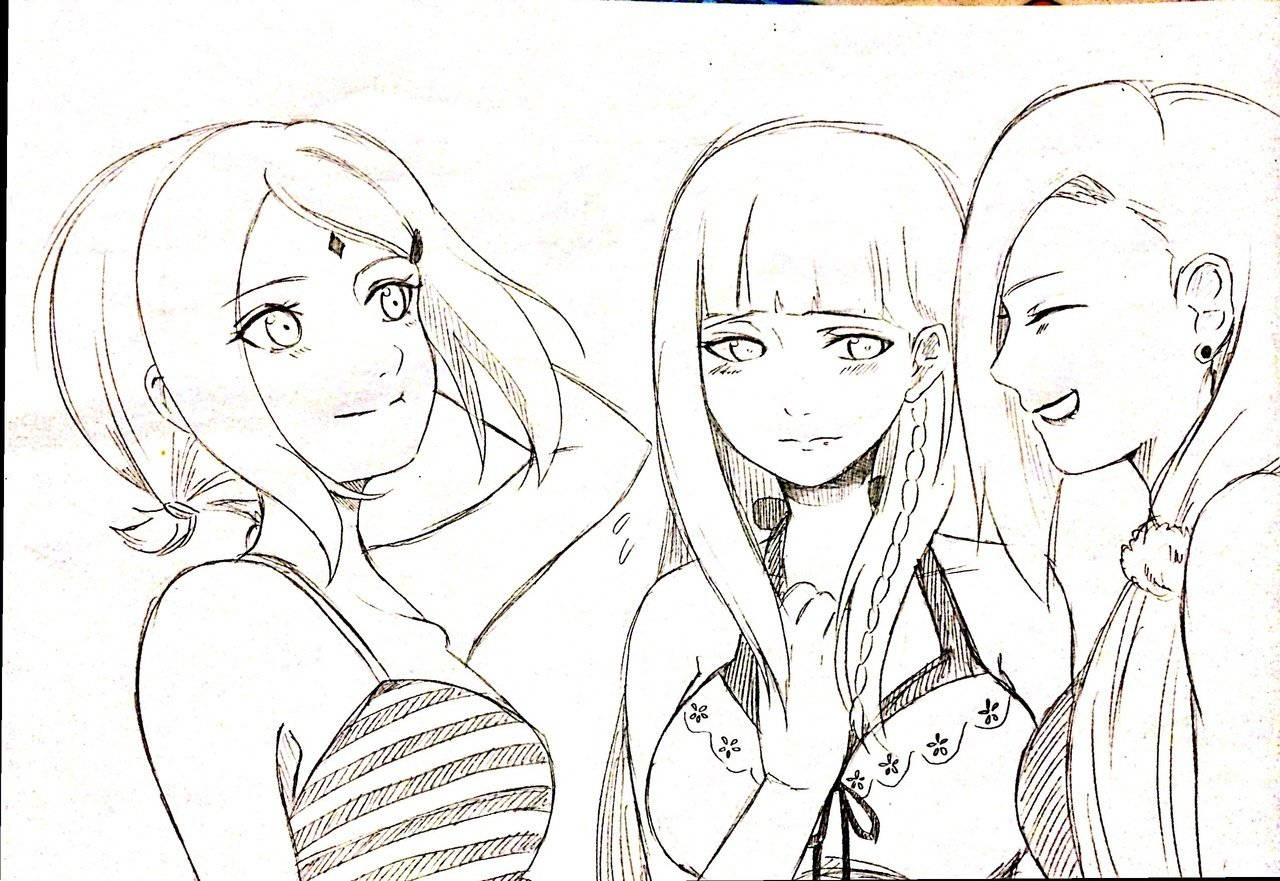 Naruto Girls Sketch Background