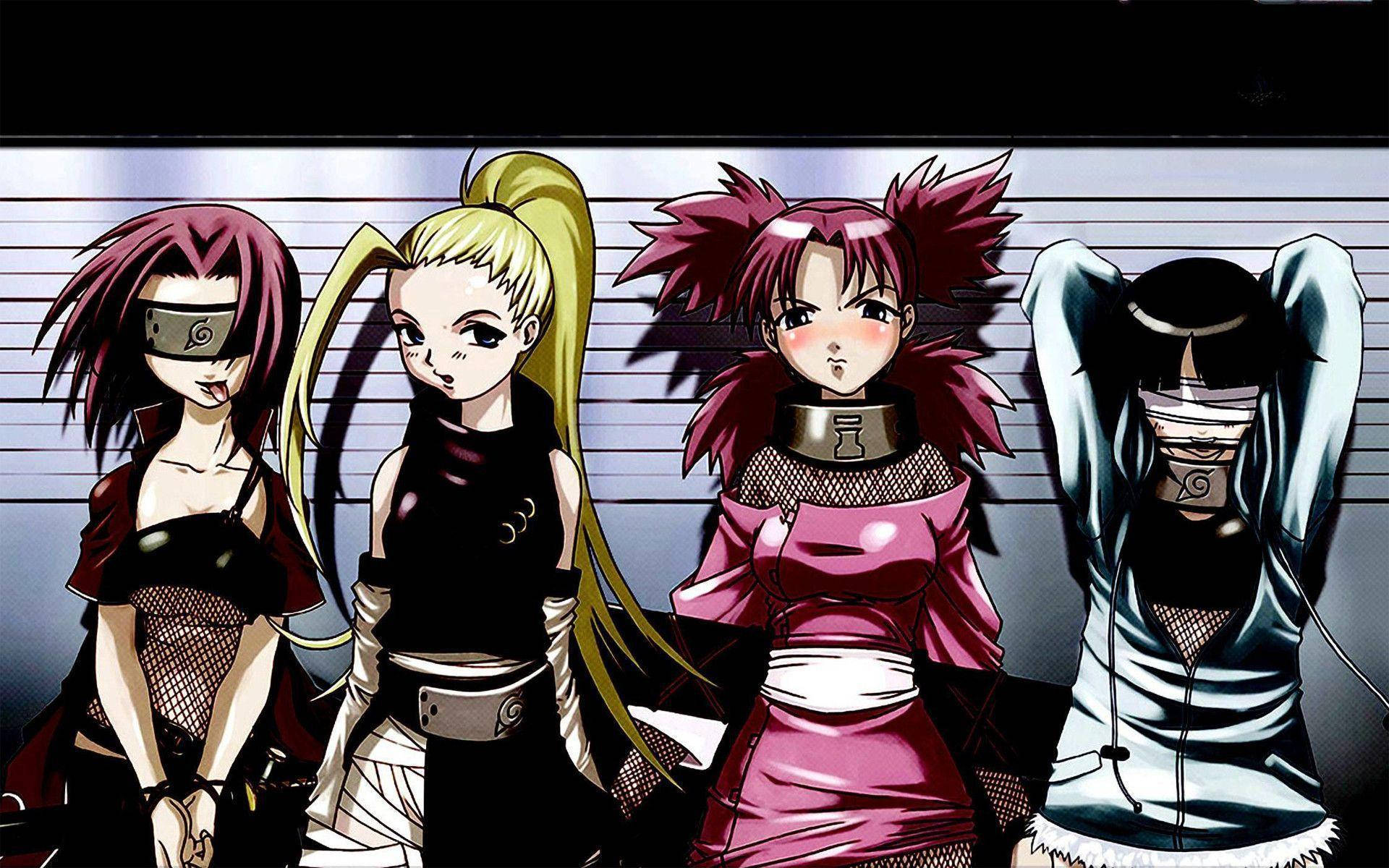 Naruto Girls Taunting Fanart Background