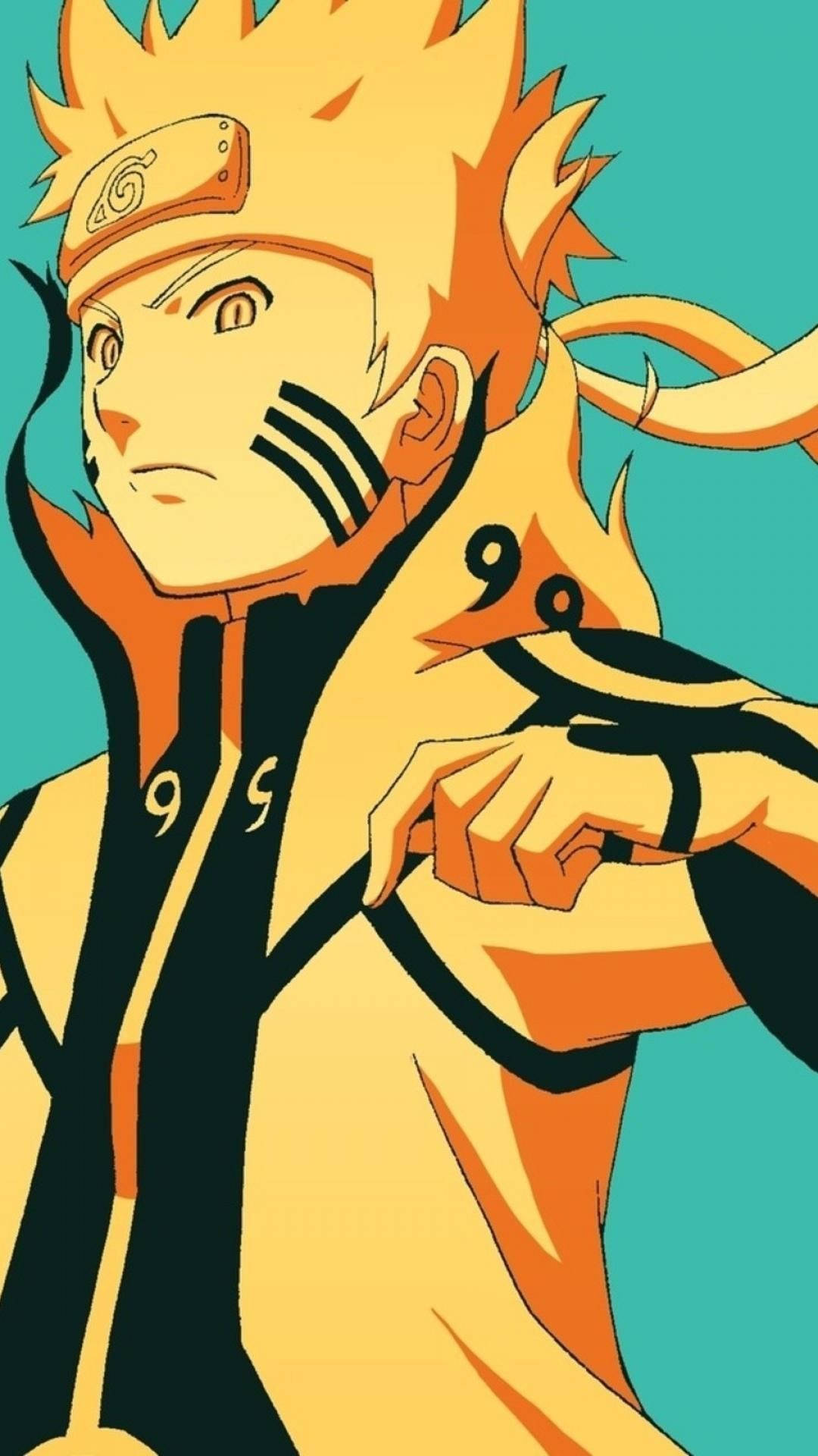 Naruto Illuminated By Bright Yellow Light Background