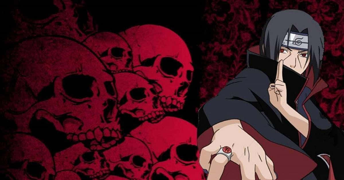 Naruto Itachi And Red Skulls Background