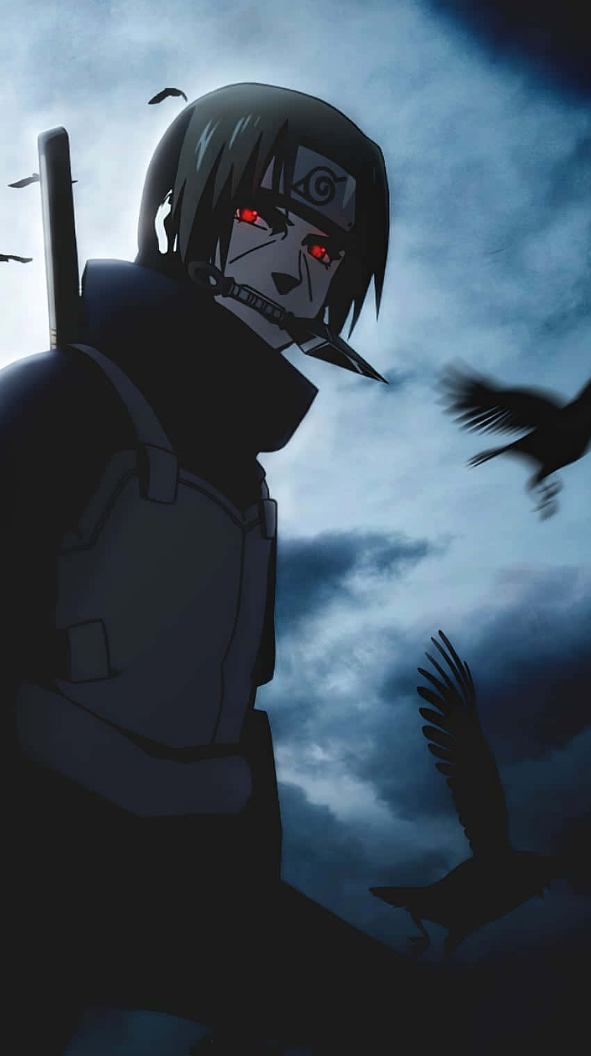 Naruto Itachi Glowing Red Eyes Background