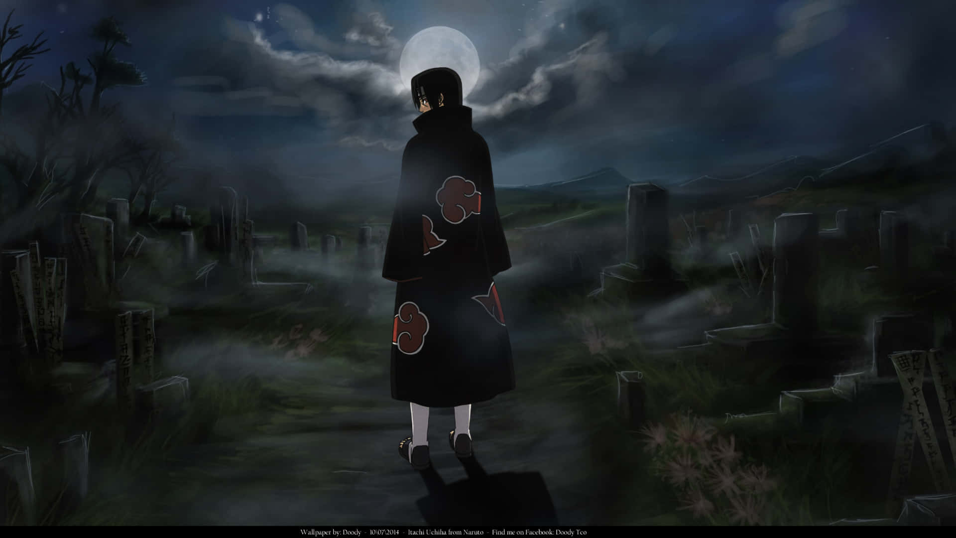 Naruto Itachi In A Cemetery Background