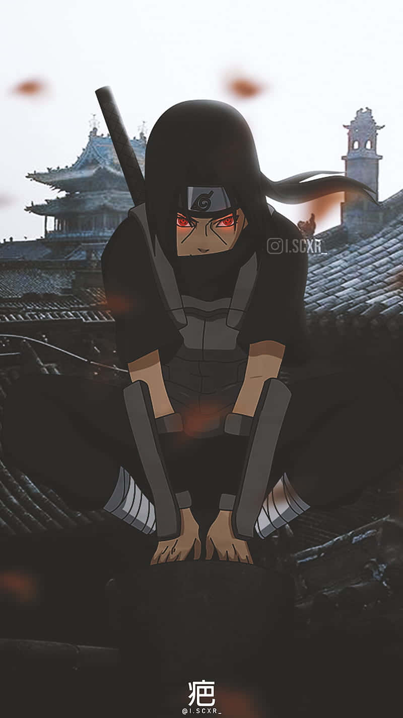 Naruto Itachi On Top Of A Castle Background