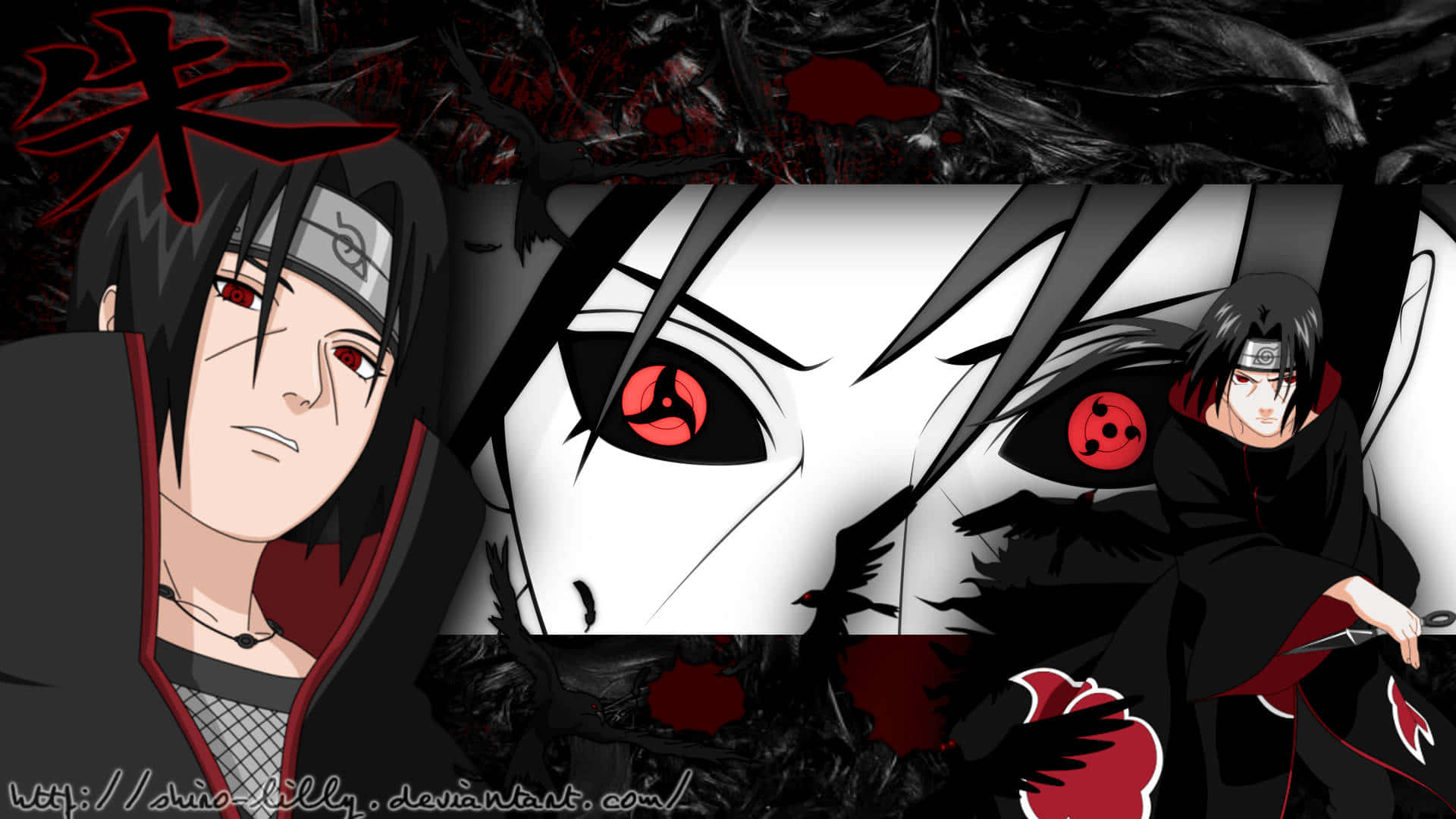 Naruto Itachi Sharingan Eyes Collage Background