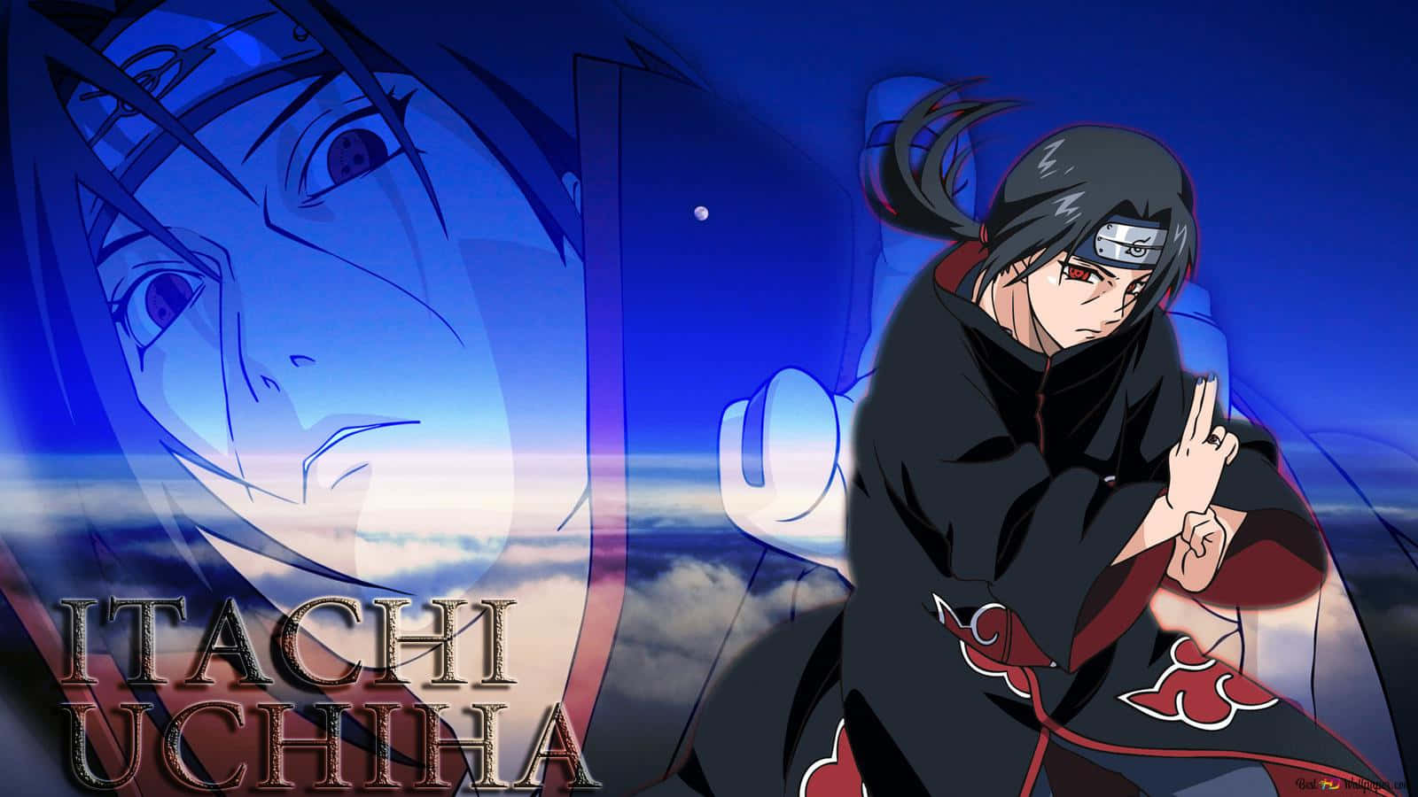 Naruto Itachi Uchiha Doing Akatsuki Hand Signal Background