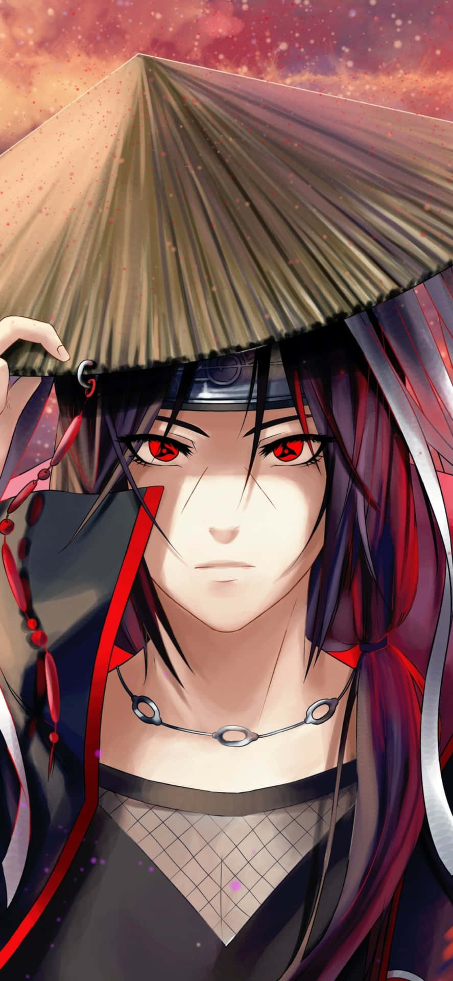 Naruto Itachi Wearing A Traditional Samurai Hat Background