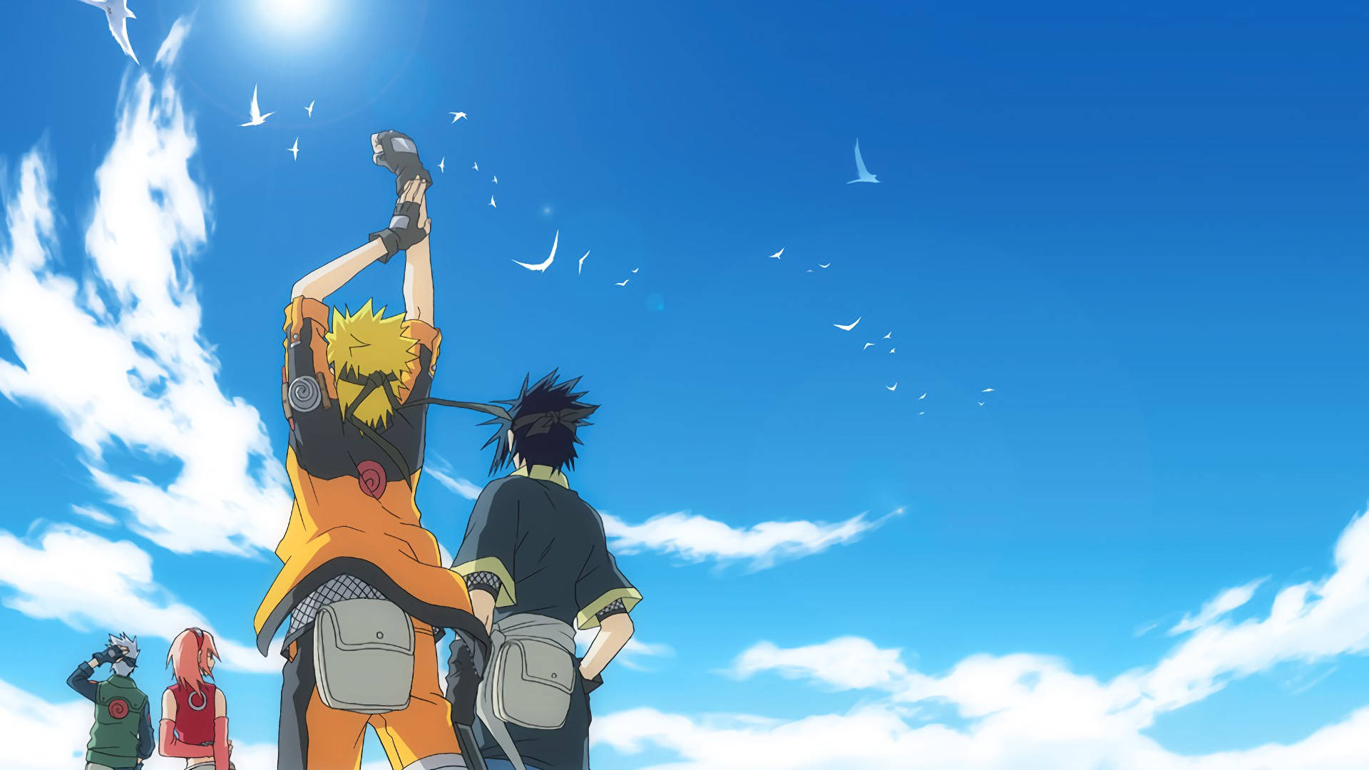 Naruto Kakashi And Friends Out In Sun Background