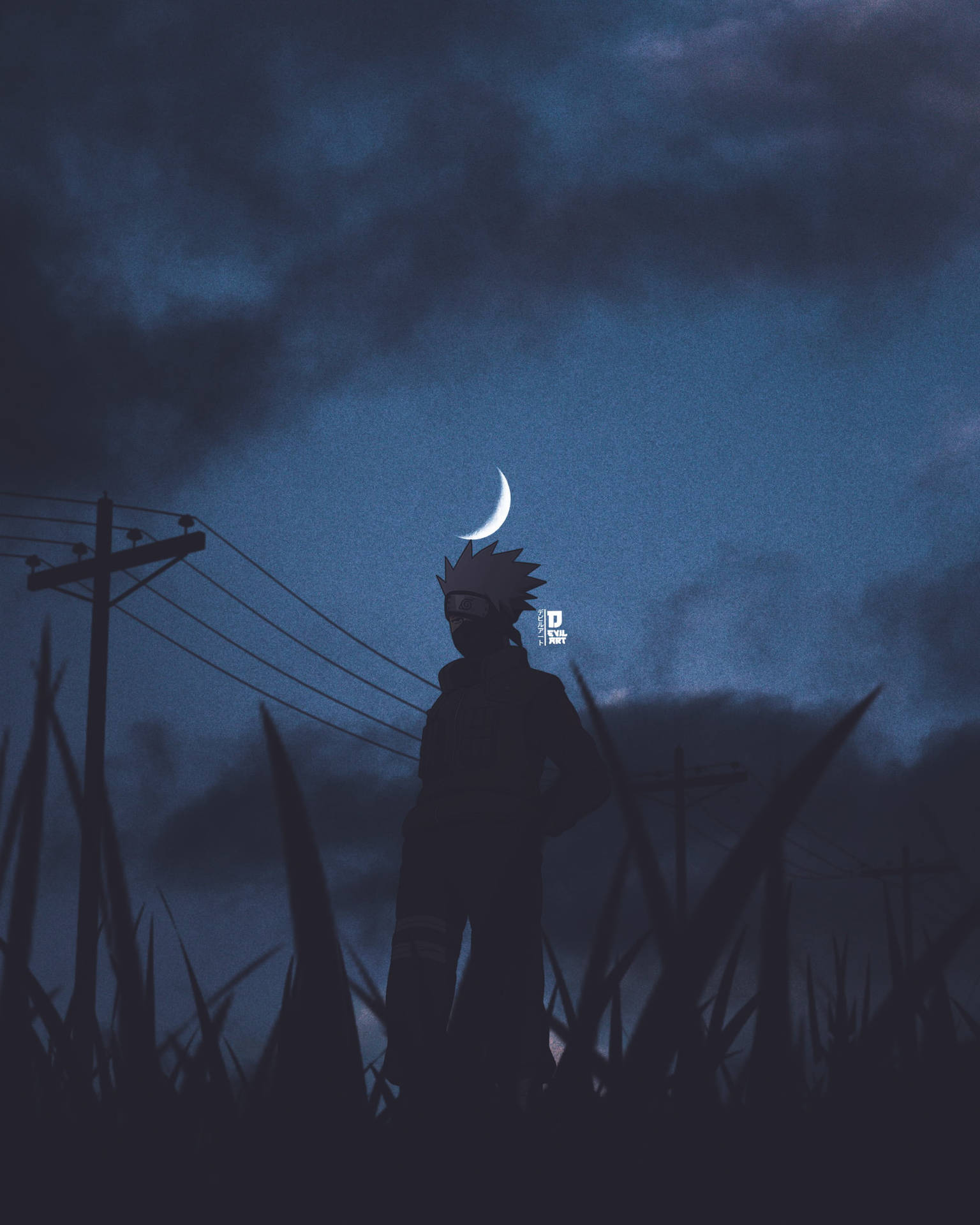 Naruto Kakashi Crescent Moon Art Background