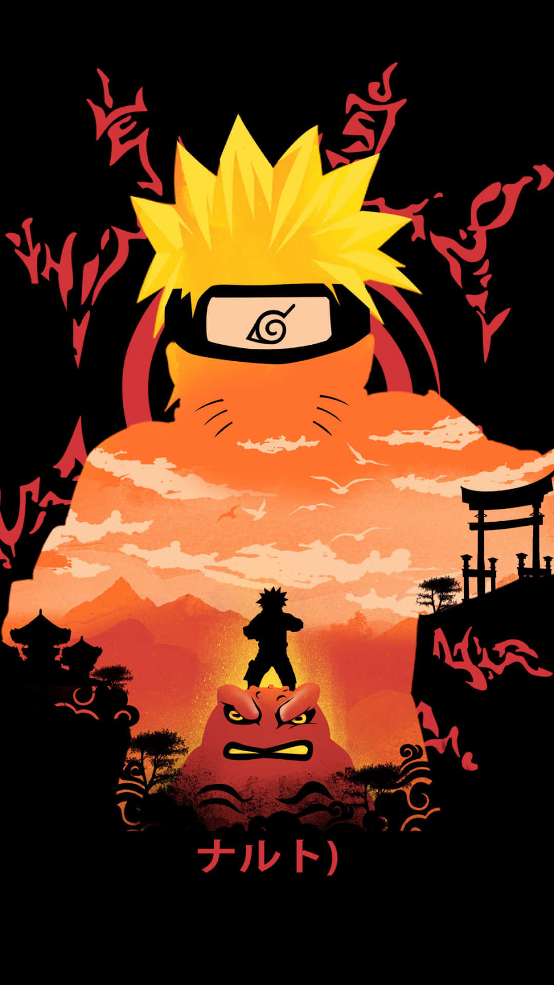 Naruto Kyubi Silhouettei Phone Wallpaper Background
