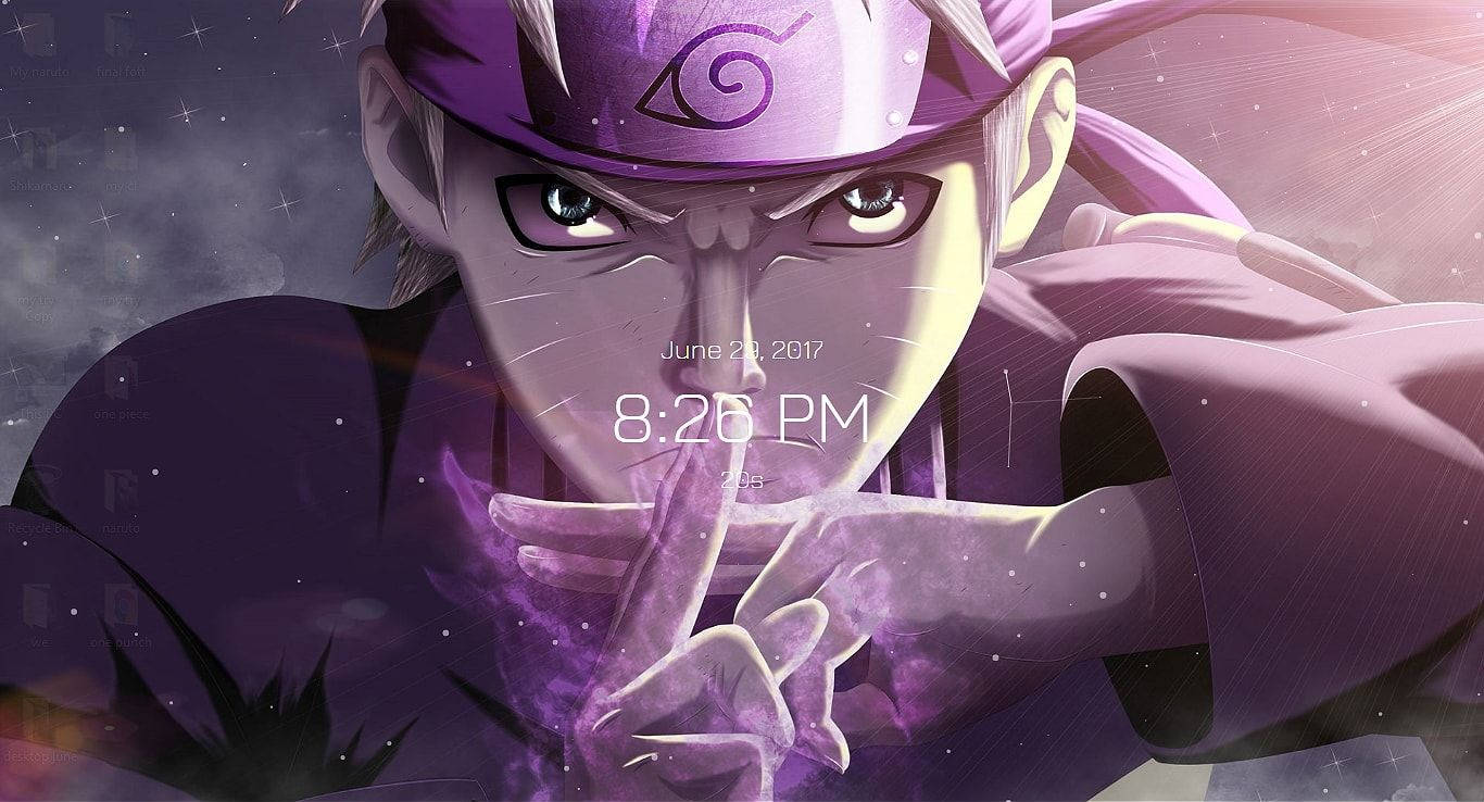 Naruto Live Purple Aesthetic Digital Clock Background