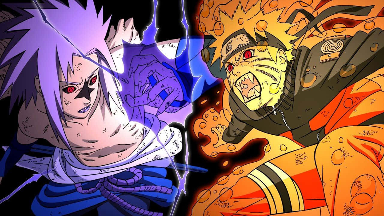 Naruto Manga Curse Mark Sasuke Vs Nine-tailed Naruto Background