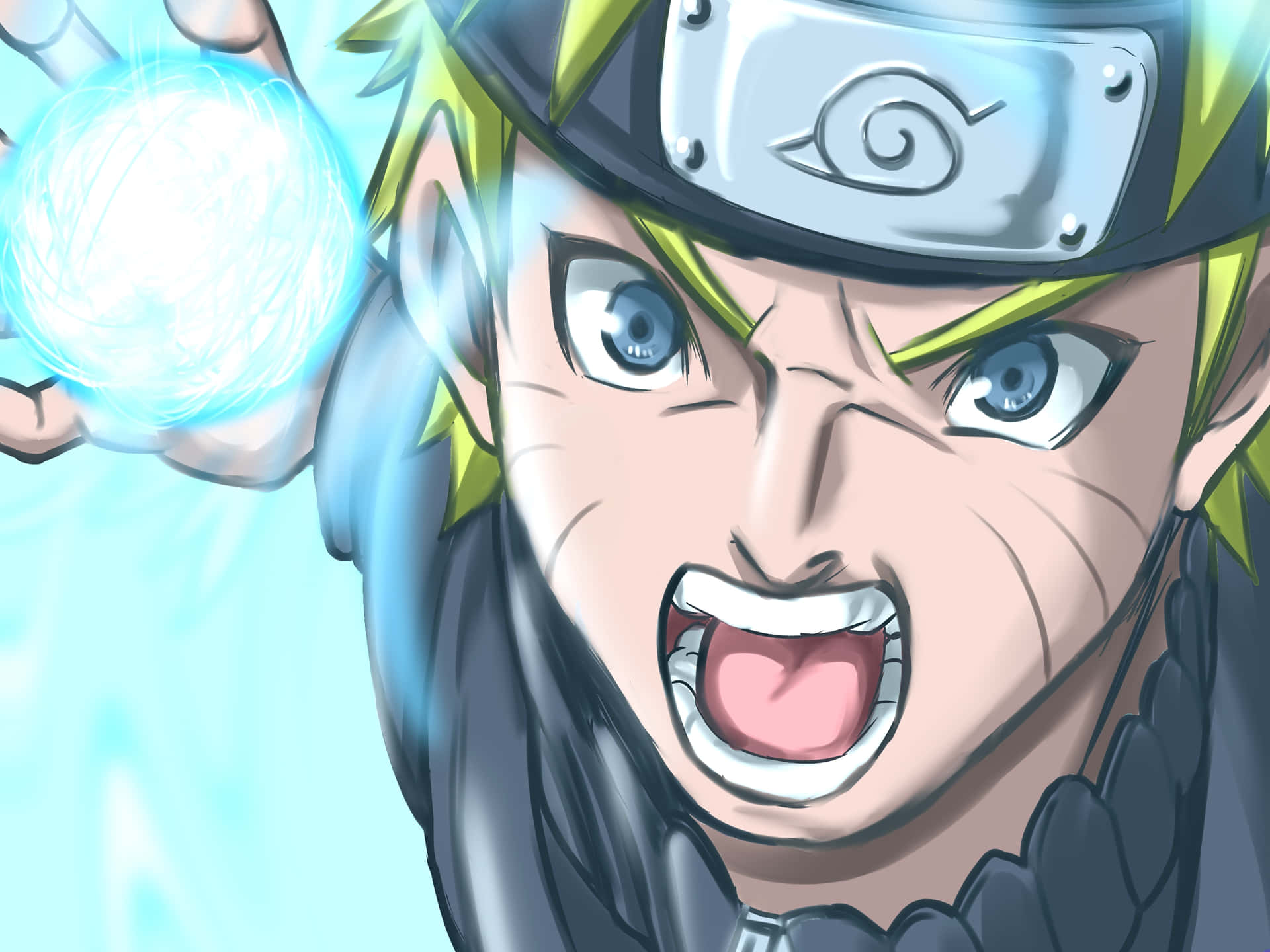 Naruto Mouth Open With Rasengan Background