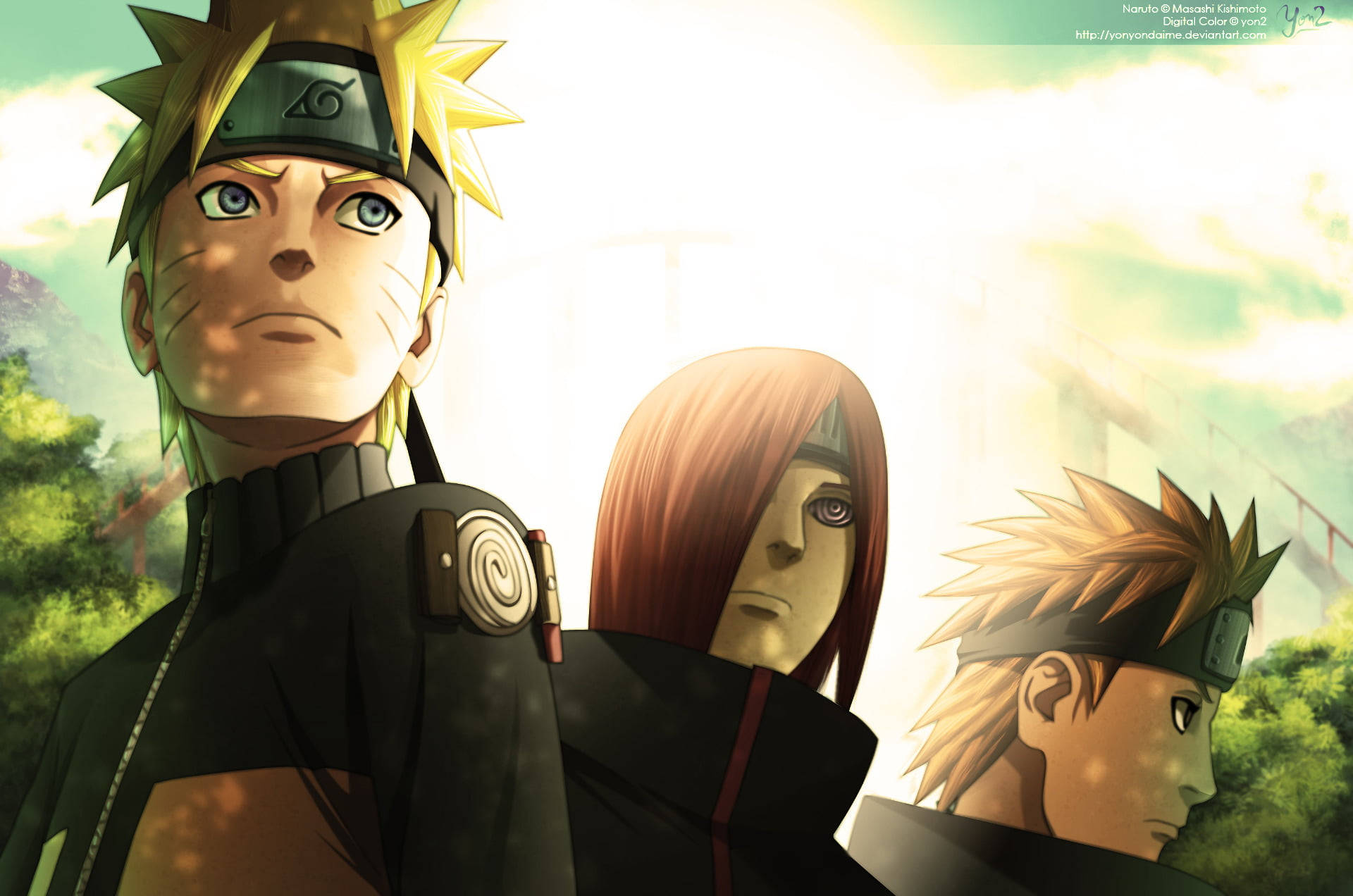Naruto, Nagato, And Yahiko Background