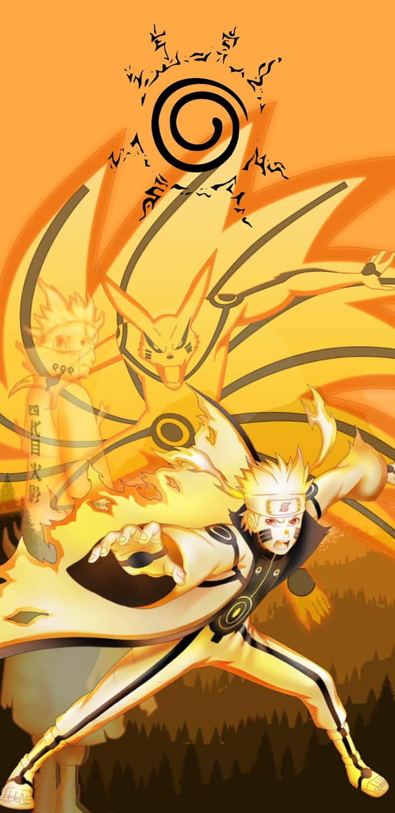 Naruto Nine Tails In A Blazing Coat Background