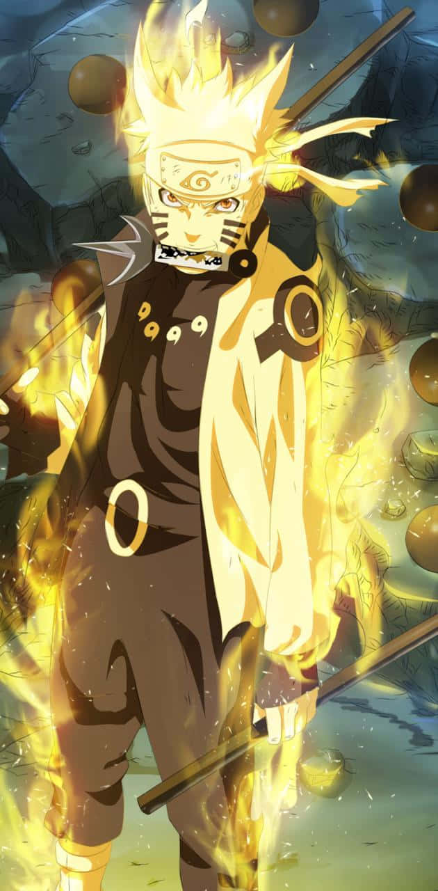 Naruto Nine Tails With A Menacing Stare Background