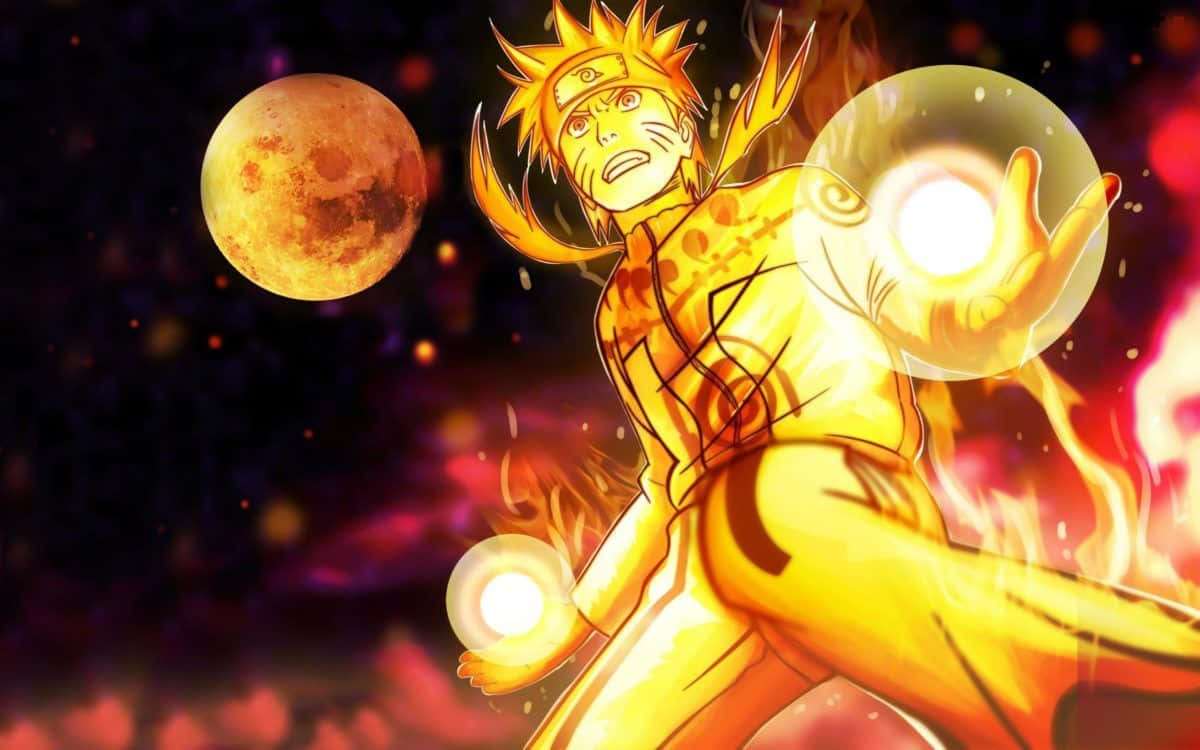 Naruto Nine Tails With Glowing Orbs Background