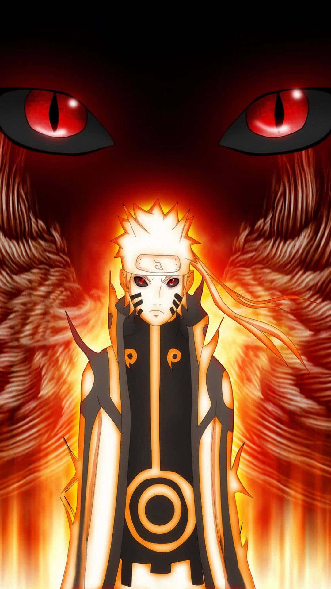 Naruto Nine Tails With Glowing Red Eyes Background