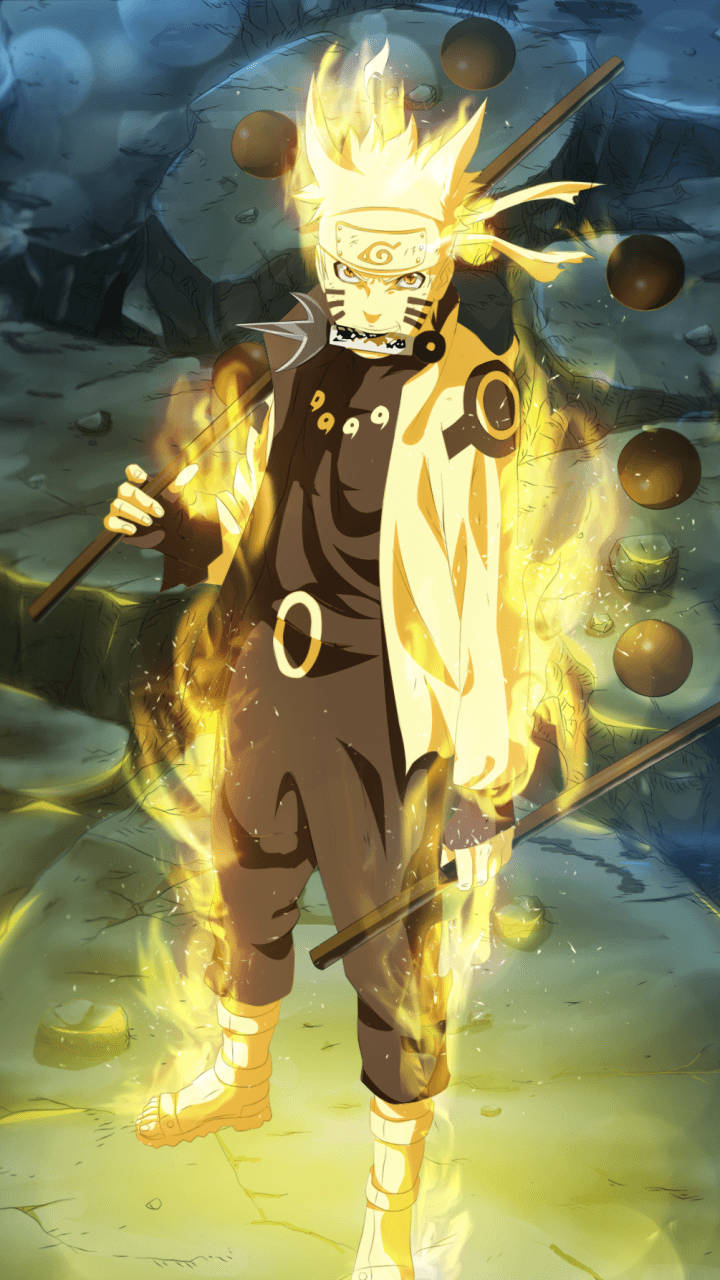 Naruto Phone On Fire Background