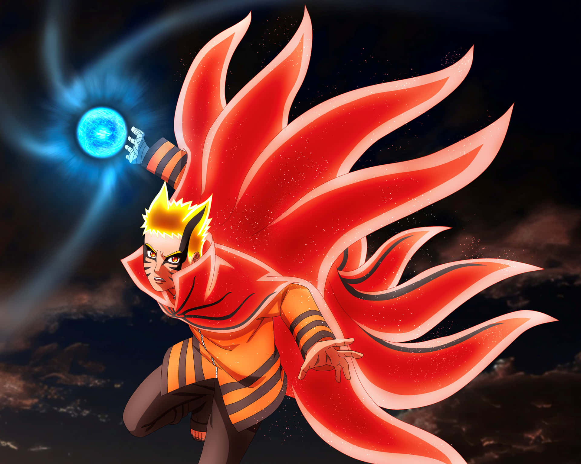 Naruto Rasengan With Tails Background