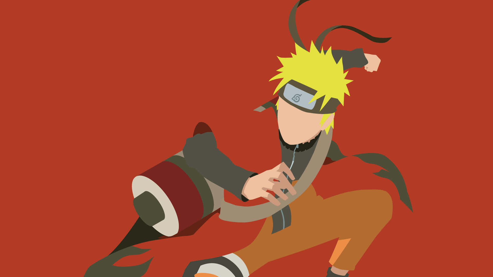 Naruto Red Background Action Pose Background