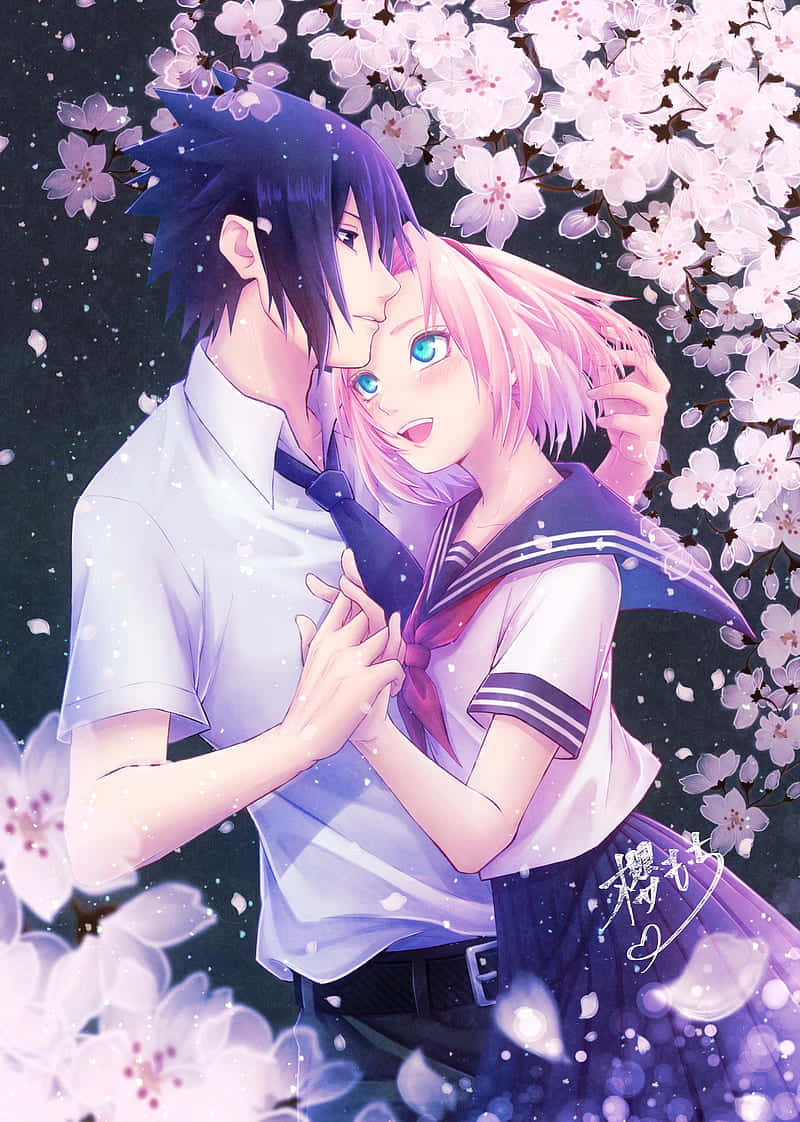 Naruto's Sasuke And Sakura In An Epic Adventure Background