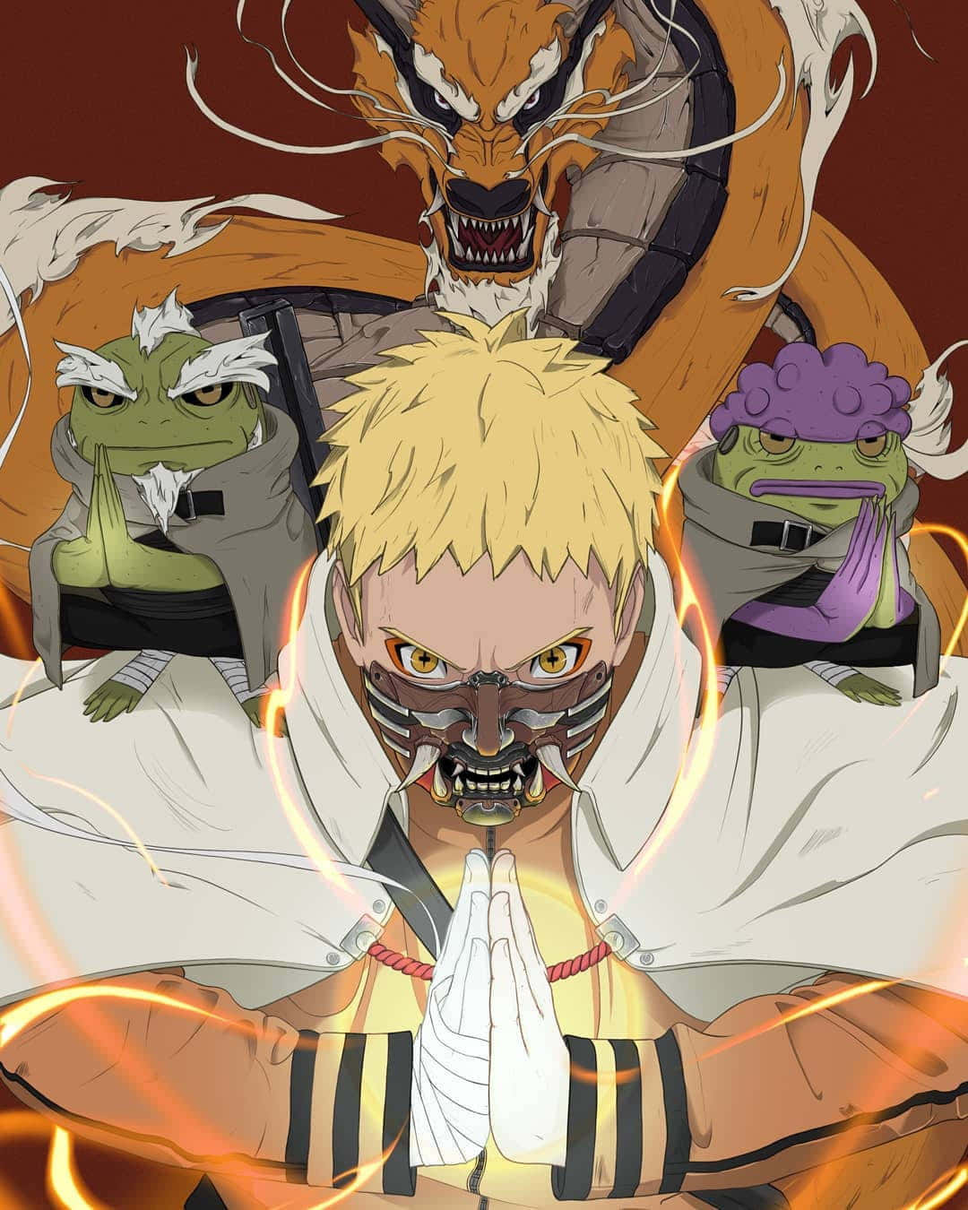 Naruto Sage Modeand Kurama Artwork Background