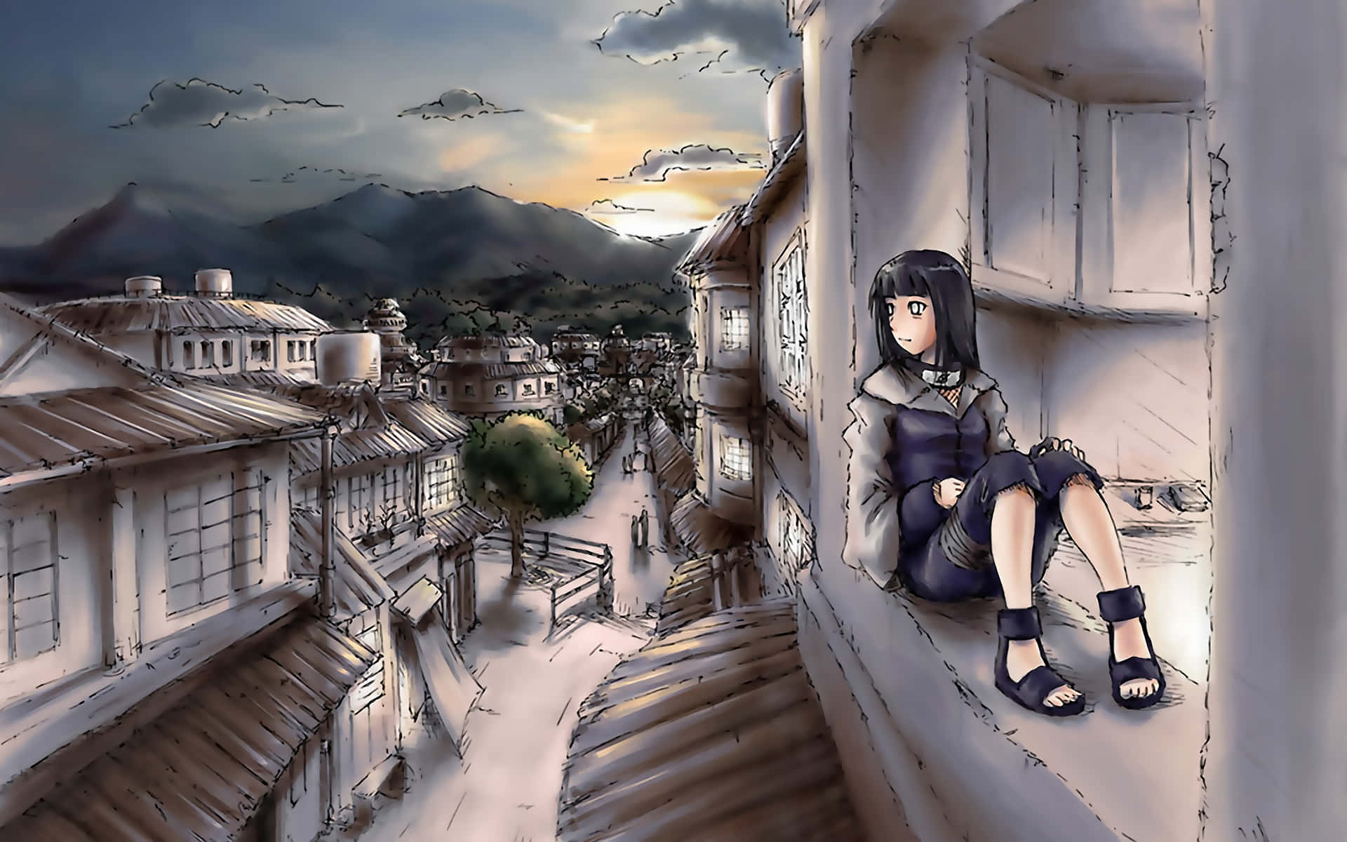 Naruto Series Hinata Hyuga Konoha Village Background