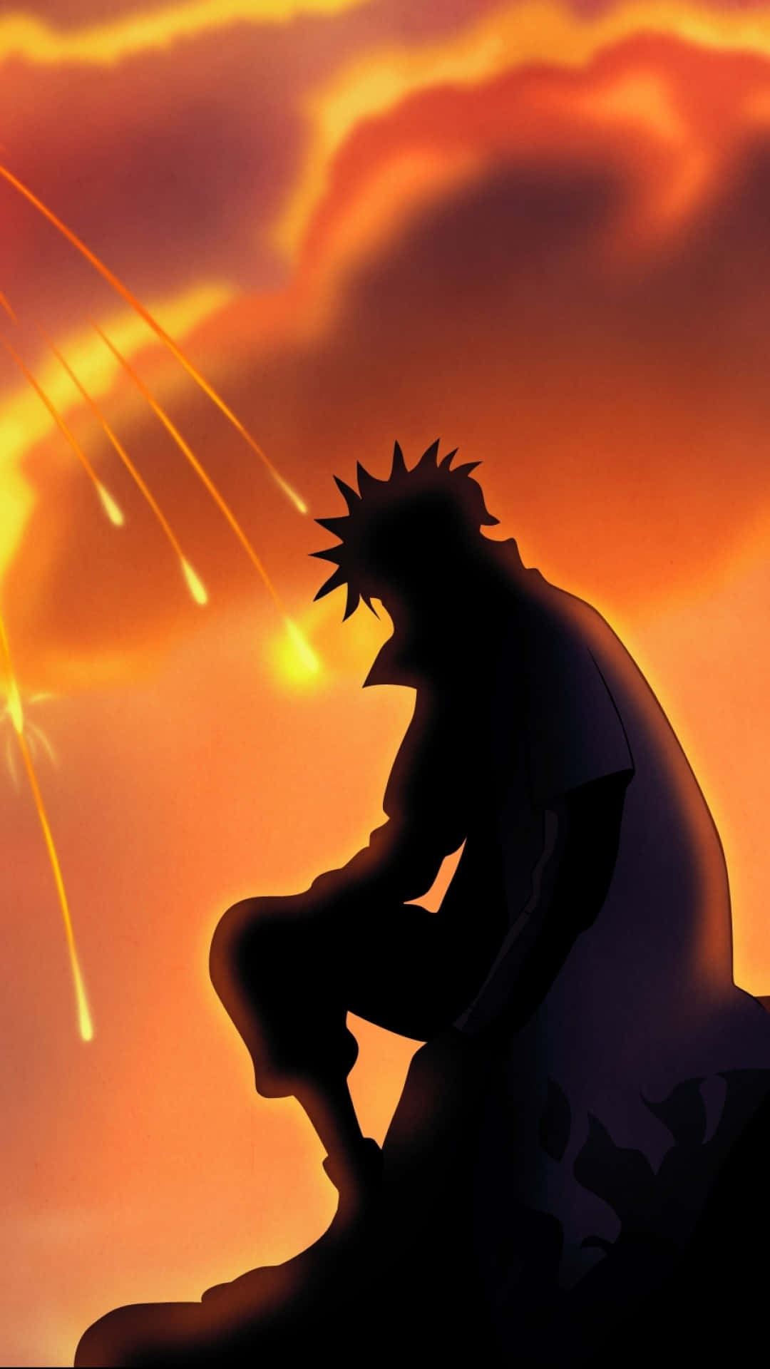 Naruto Silhouette Against Sunset Background