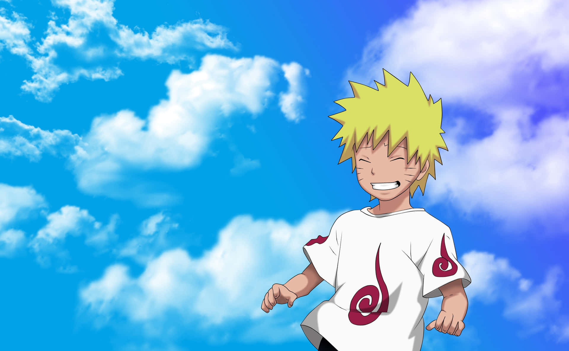 Naruto Smiling Against Blue Sky Background