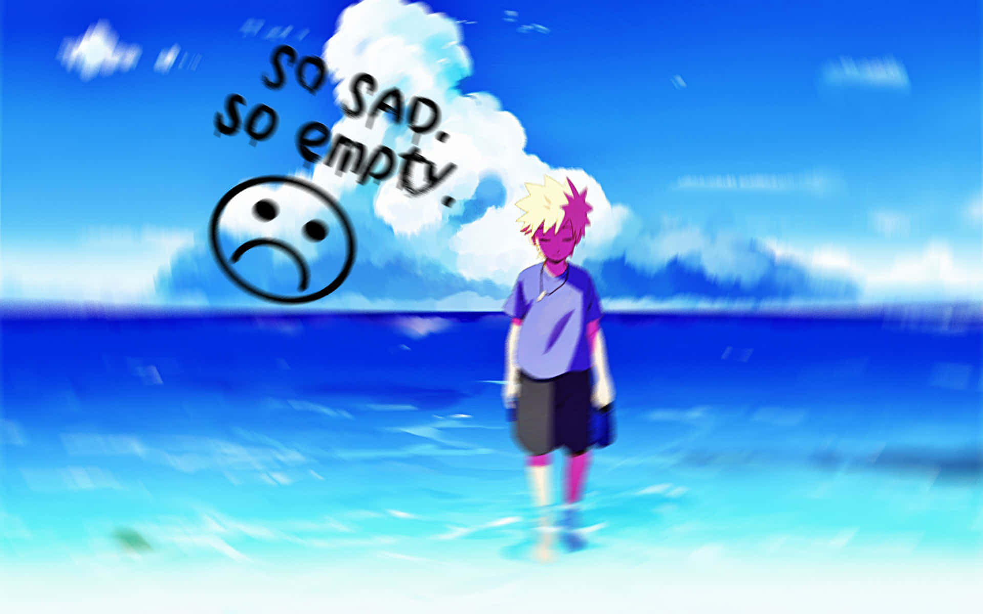 Naruto Standing In A Field Of White Flowers Background