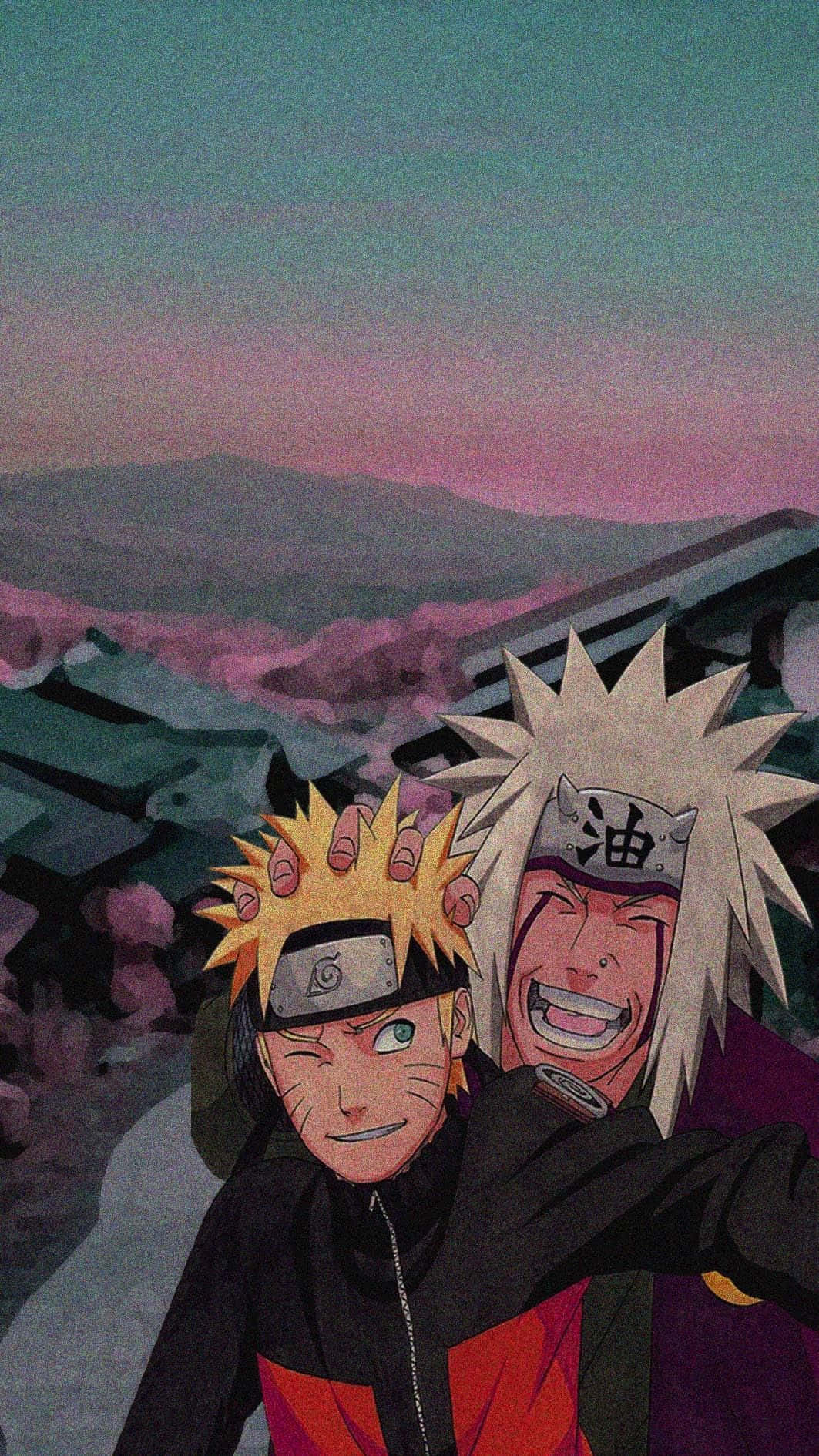 Naruto Strikes A Solitary Pose Against A Beautiful Japanes Landscape. Background
