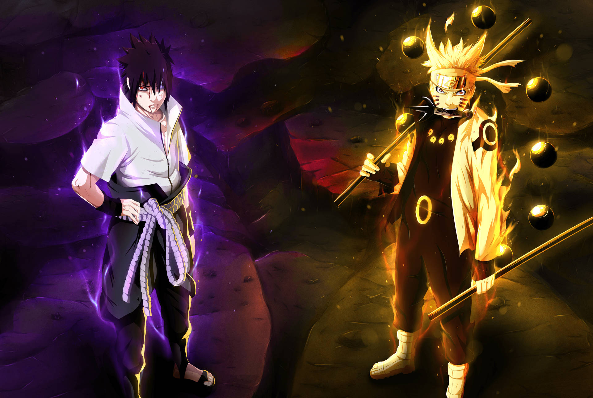 Naruto Surrounded By A Cosmic Flame Background