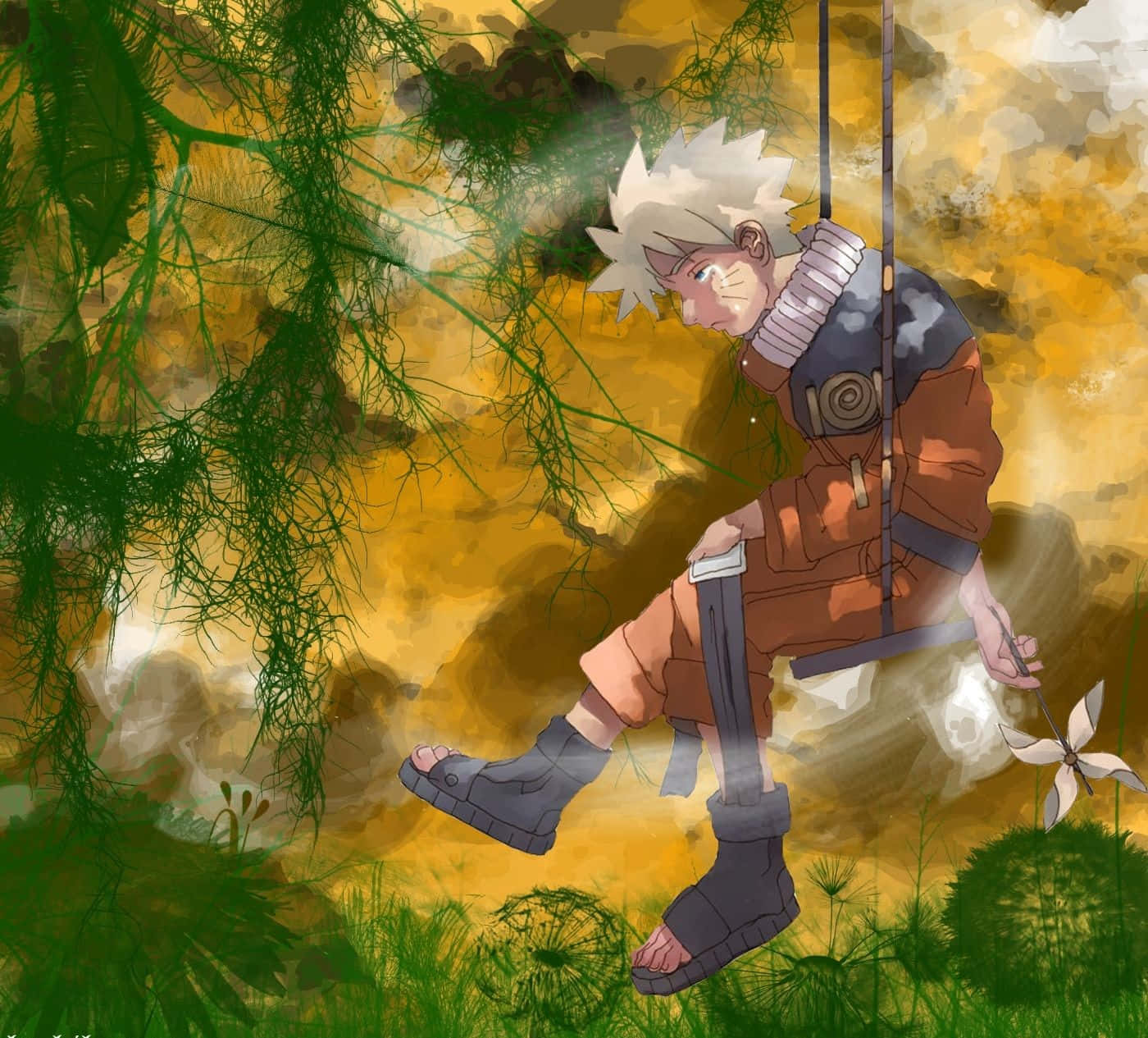 Naruto Swing In Forest Background