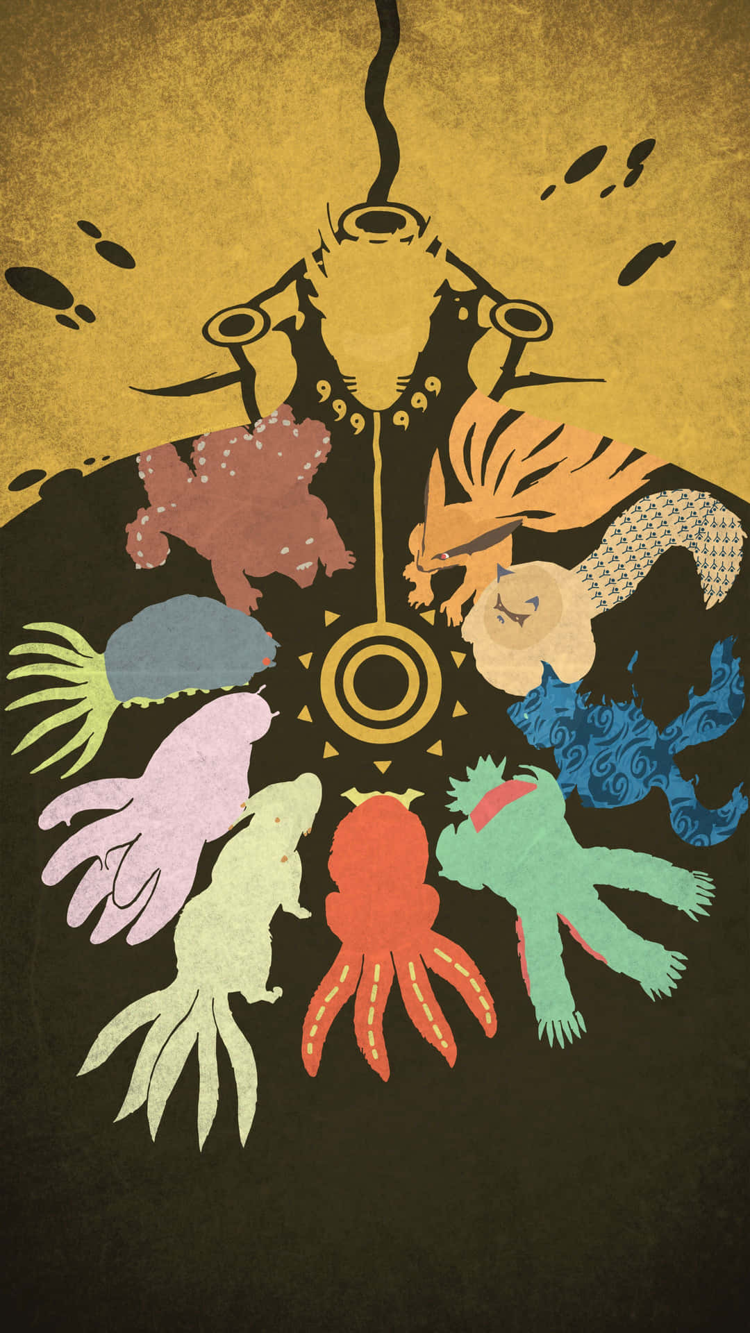 Naruto Tailed Beasts Silhouette Artwork Background
