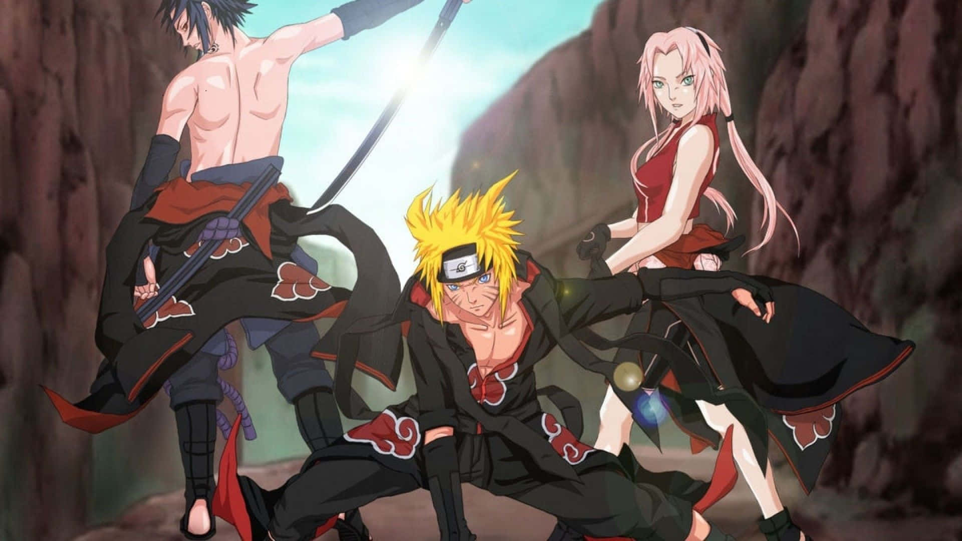 Naruto Team 7 In Battle Pose Background