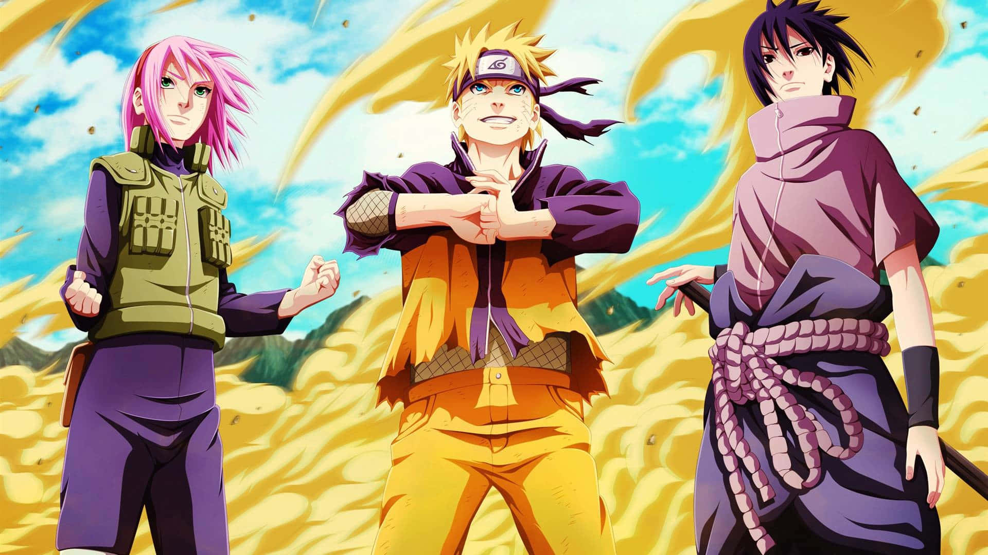 Naruto Team 7 Stands Strong, Proudly Representing The Iconic Leaf Village. Background